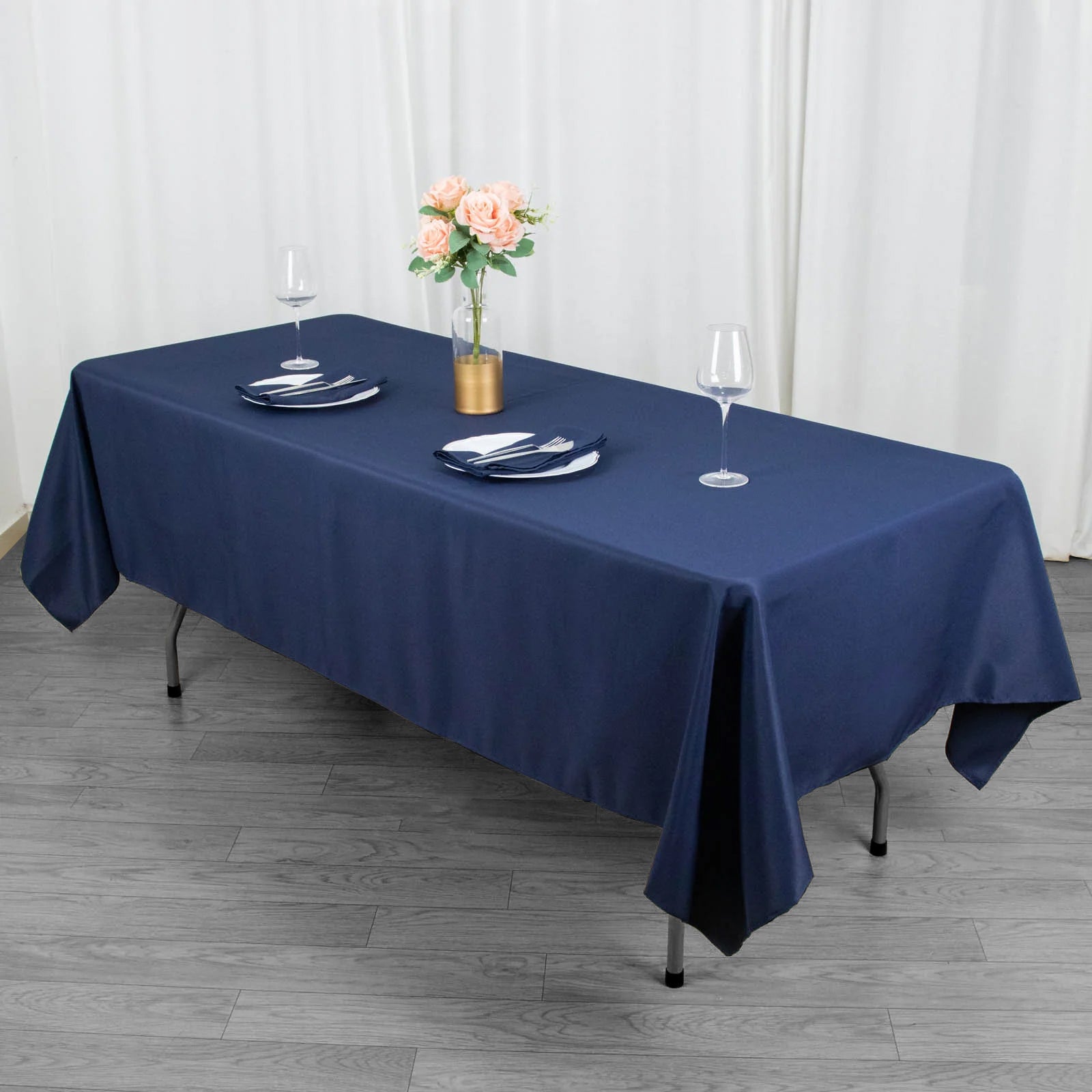 Fire Retardant Premium Polyester 60x102 Rectangular Tablecloth Navy Blue - High-Performance Table Cover