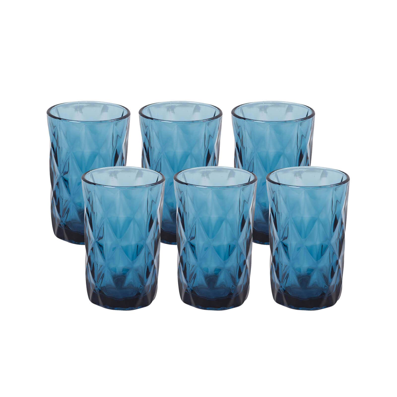 6-Pack Whiskey Glasses Ocean Blue Textured Crystal Cut Design with Heavy Base - Highball Tumblers for Parties & Events 12oz 5