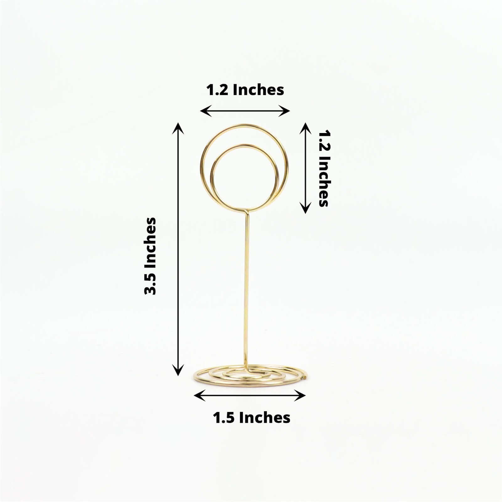 10-Pack Metal Card Holder Stands Mini Circle Hoop Design Gold - Table Number Stands and Wedding Place Card Menu Clips 3.5