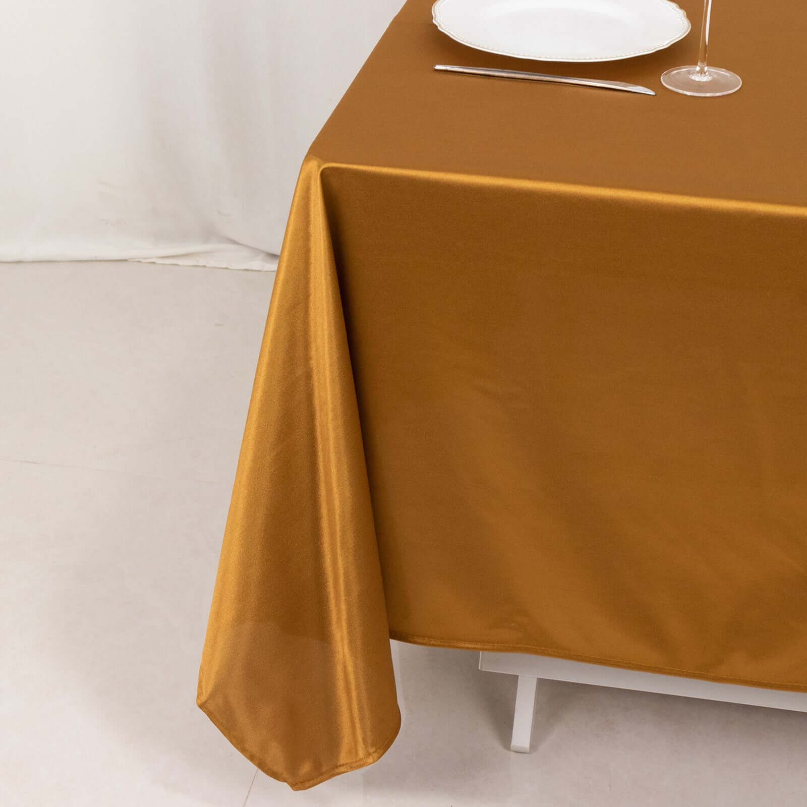 Premium Scuba Square 70x70 Tablecloth Shimmer Gold - Wrinkle Free & Stain Resistant Table Cover