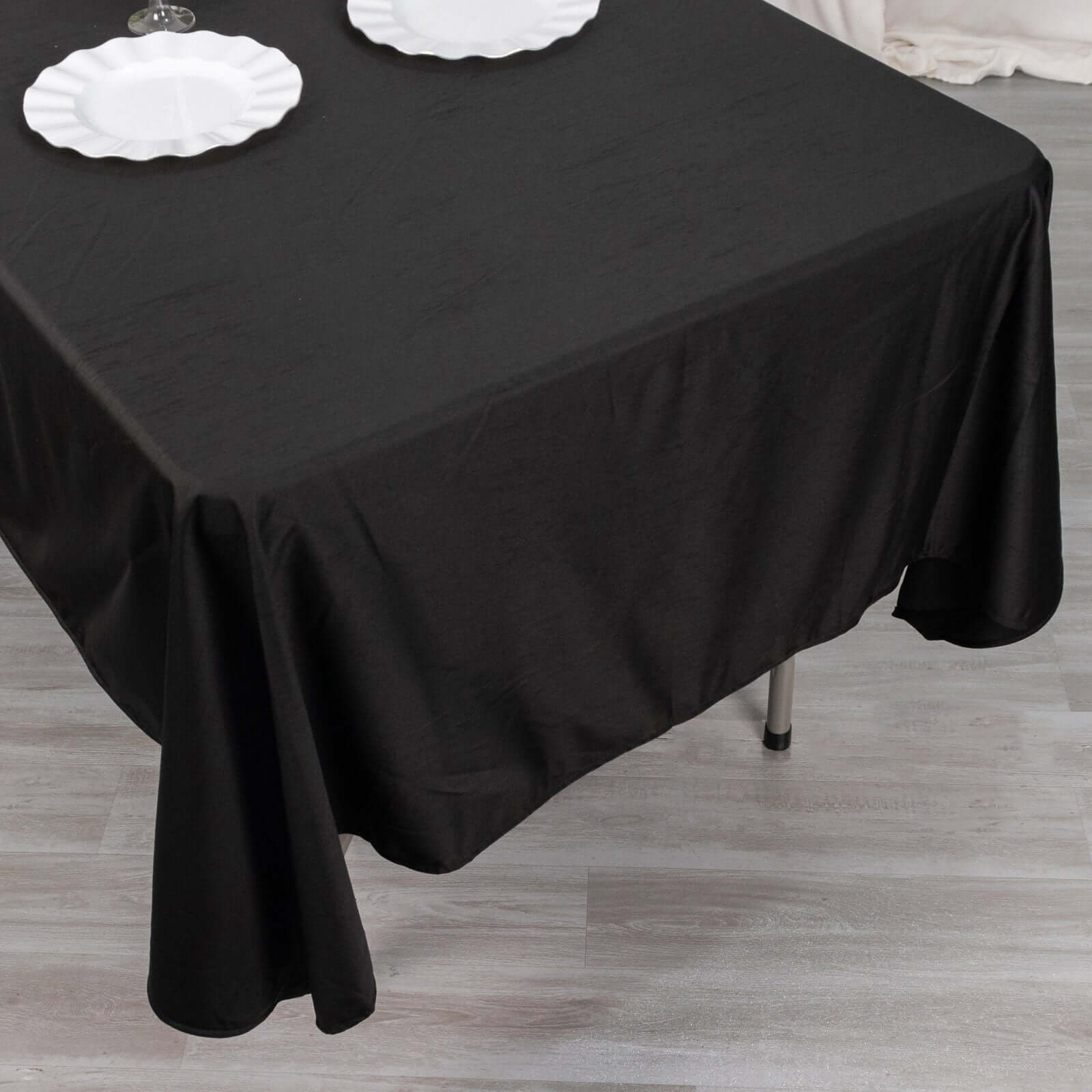 Premium Scuba Rectangular 60x102 Tablecloth Black - Wrinkle Free & Stain Resistant Table Cover for Weddings and Banquets