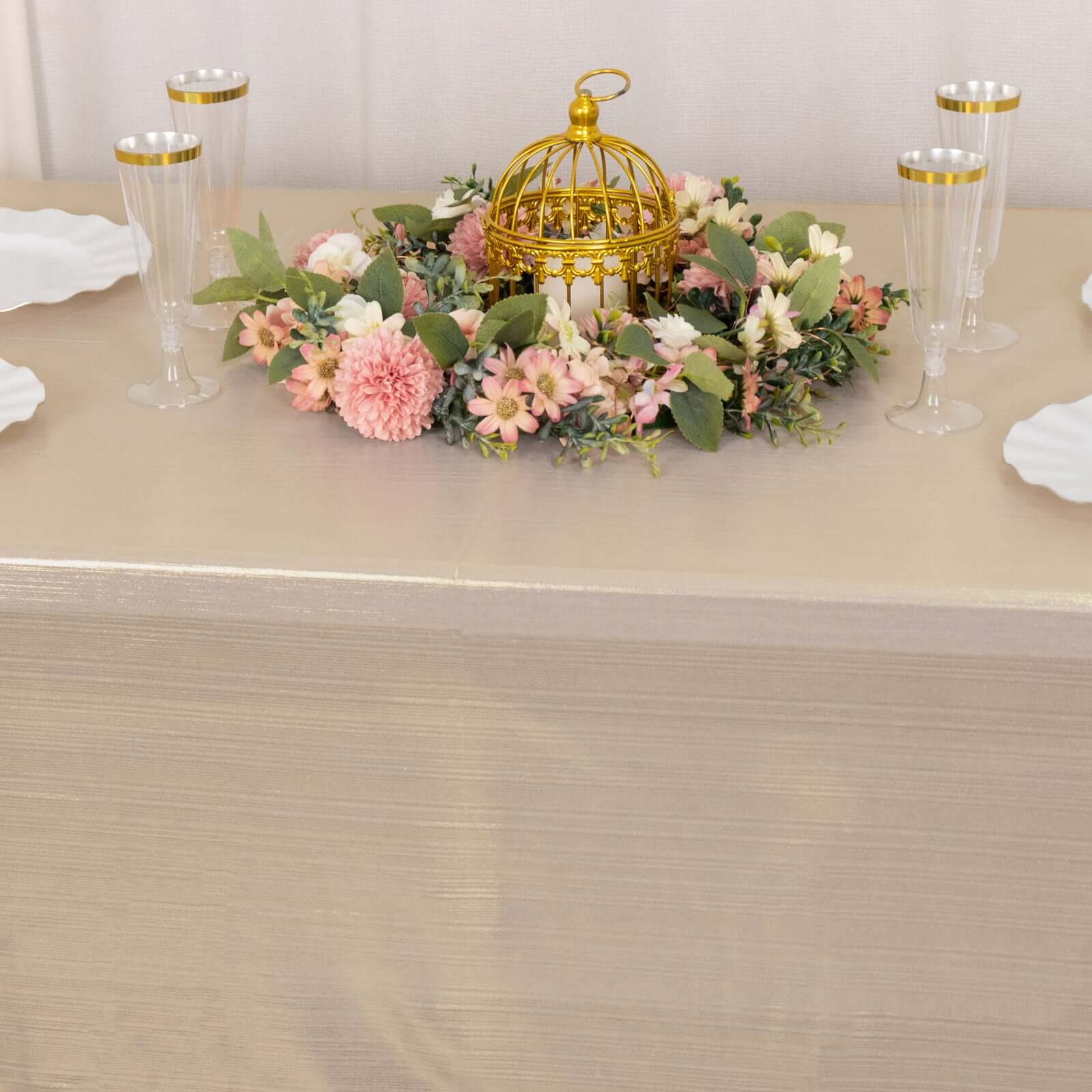 Sequin Dots Polyester 60x126 Rectangle Tablecloth Shimmering Blush - Wrinkle Free & Sparkling Table Cover