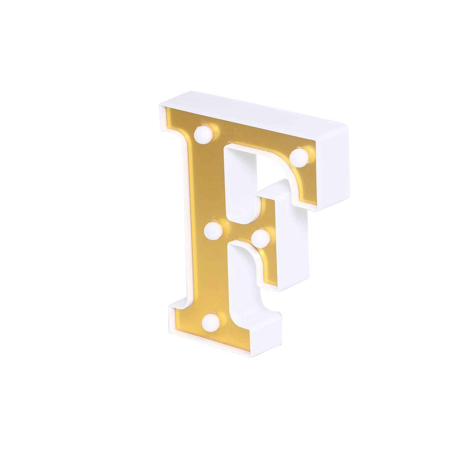 3D Marquee Letter F Warm White 5 LED Lights Gold - Chic Light-Up Decor for Events 6