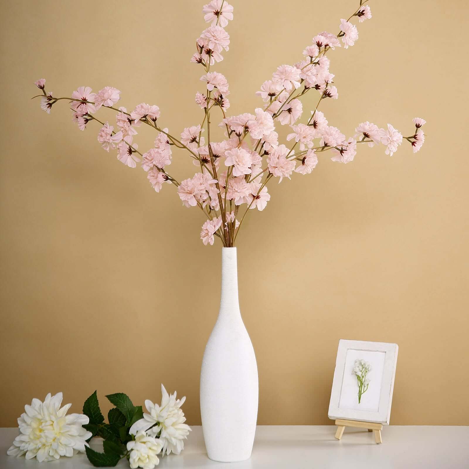 2 Branches 42 Tall Blush Artificial Silk Carnation Flower Stems