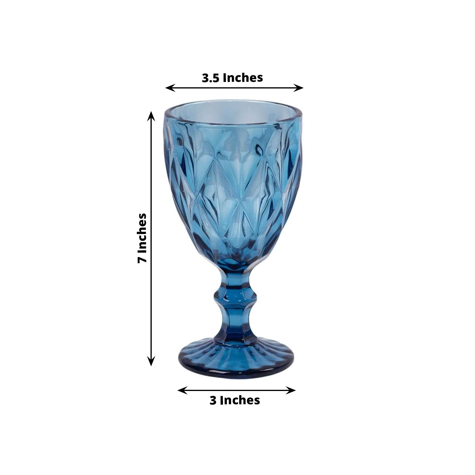 6-Pack Wine Glasses Ocean Blue Embossed Crystal Cut Design Stemmed - Colored Goblets for Parties & Events 12oz 7