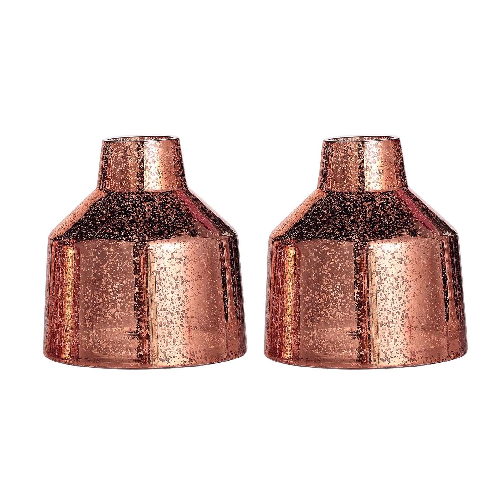 2-Pack Mercury Glass Vases Vessel Design Rose Gold - Stylish Flower Centerpieces for Events 8