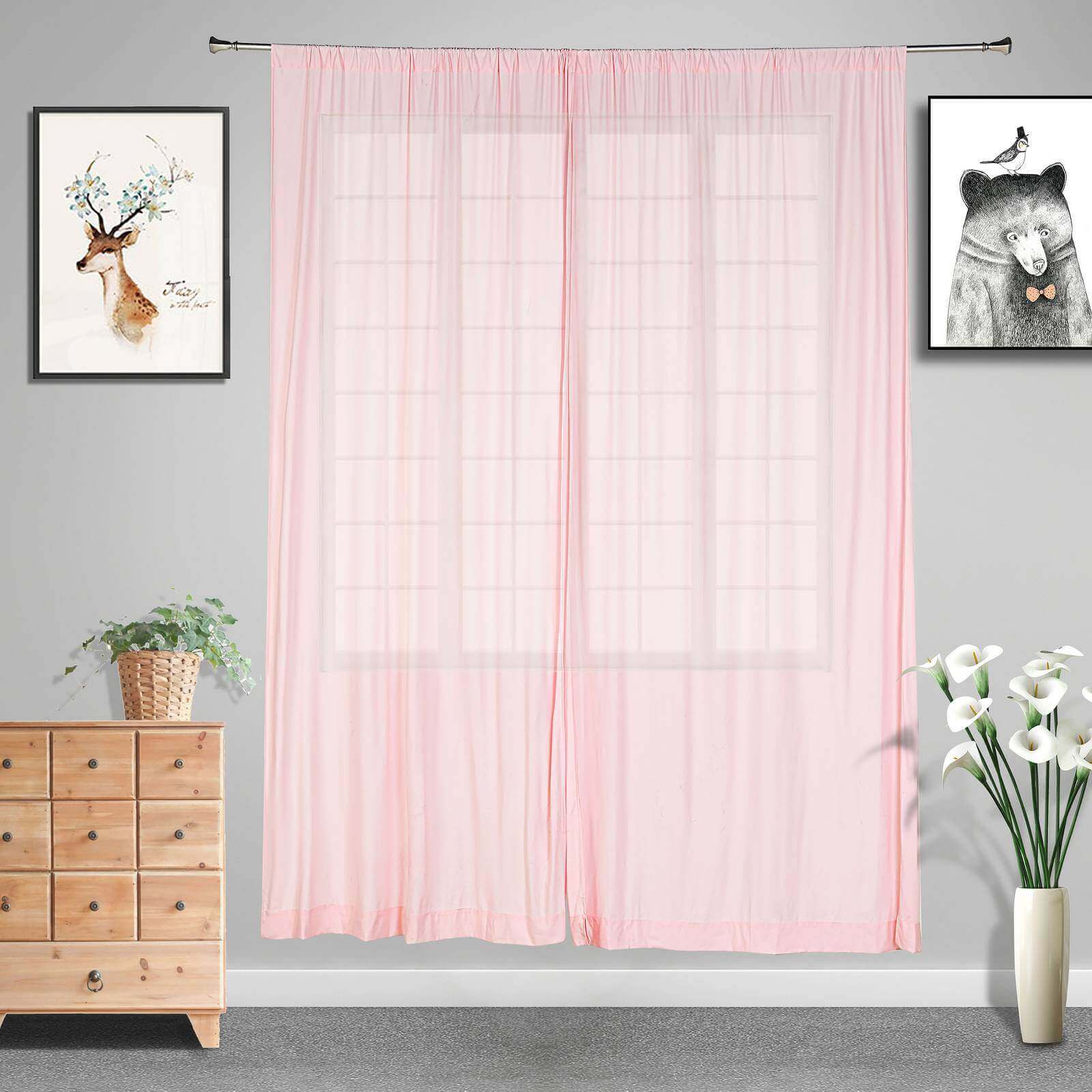 2 Pack Blush Scuba Polyester Event Curtain Drapes, Durable Flame Resistant Backdrop Event Panels Wrinkle Free with Rod Pockets - 10ftx10ft