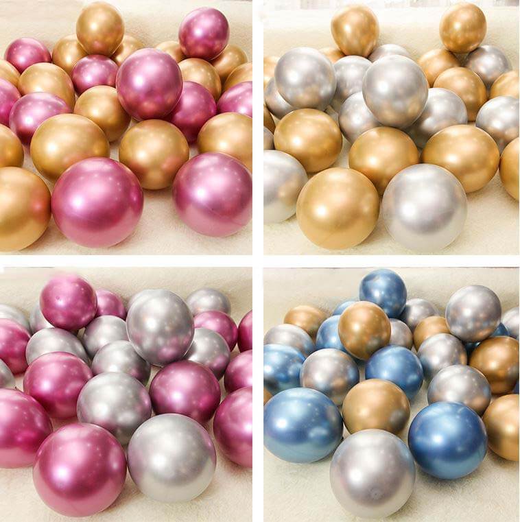 25 Pack 12 Metallic Chrome Gold Latex Helium or Air Party Balloons