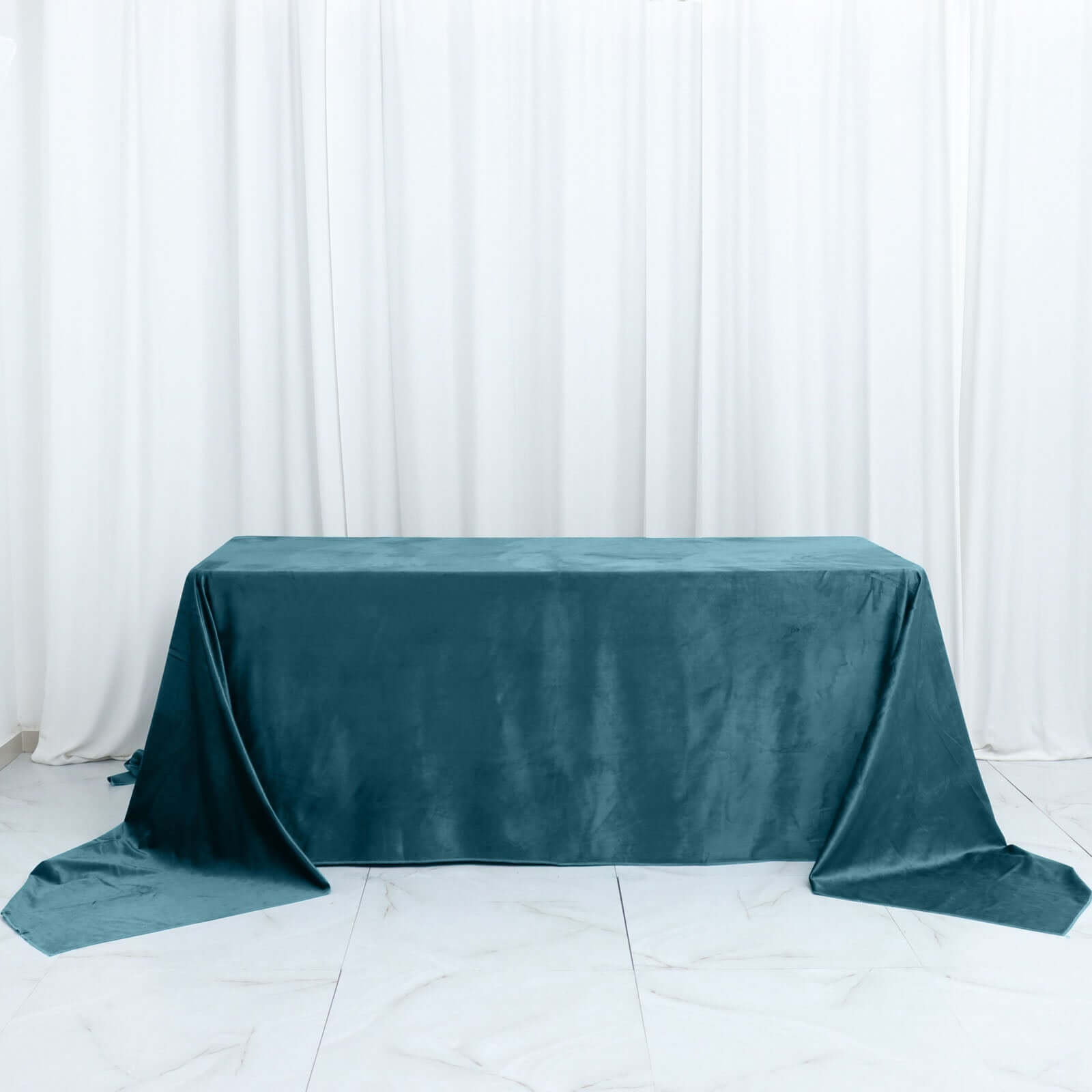 Premium Velvet 90x156 Rectangle Tablecloth Hunter Peacock Teal - Reusable Soft & Seamless Table Cover