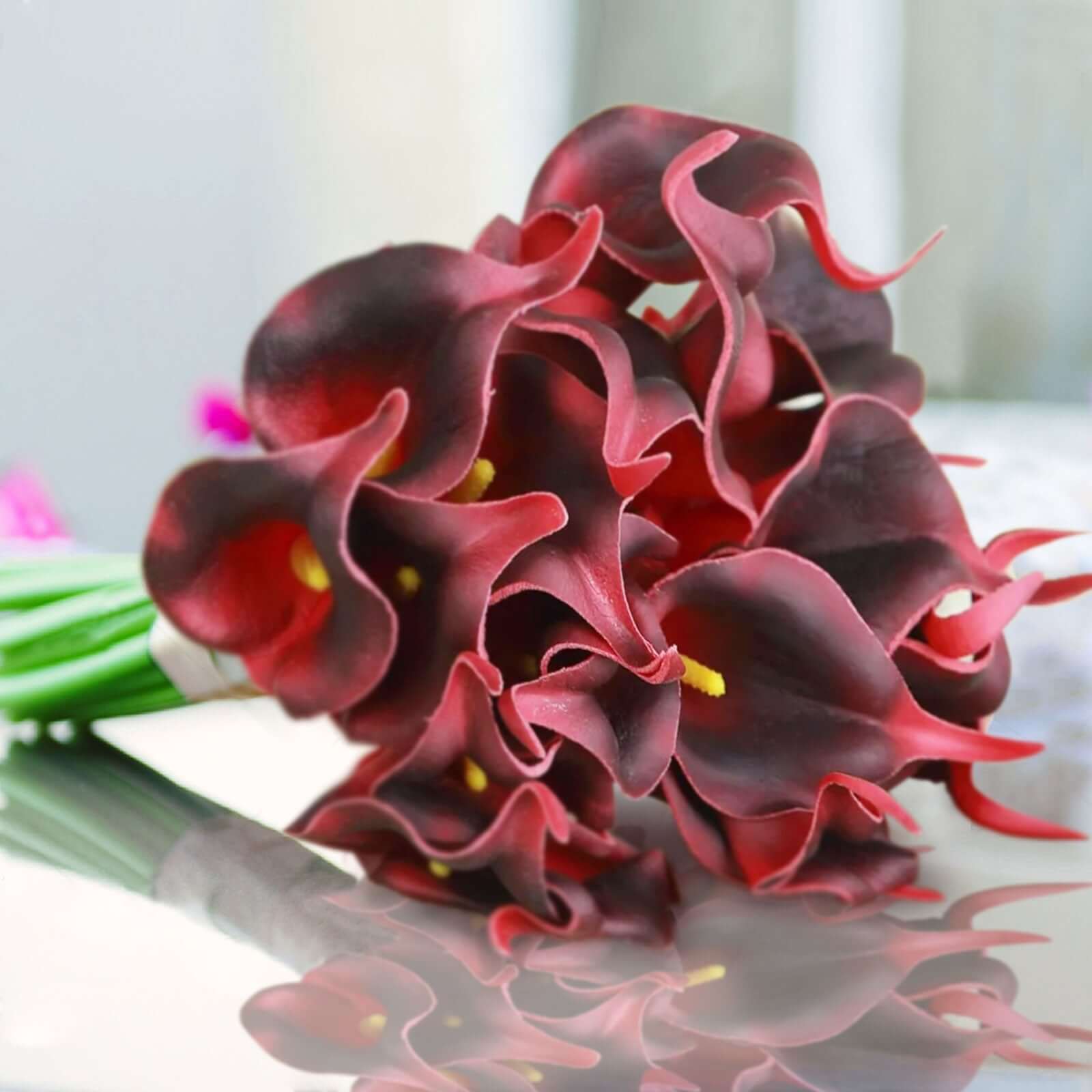 20 Stems 14 Burgundy Artificial Poly Foam Calla Lily Flowers