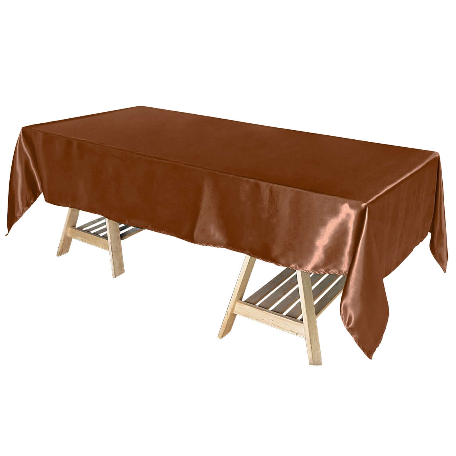 Satin Rectangular 60x102 Tablecloth Cinnamon Brown - Smooth and Lustrous Table Cover