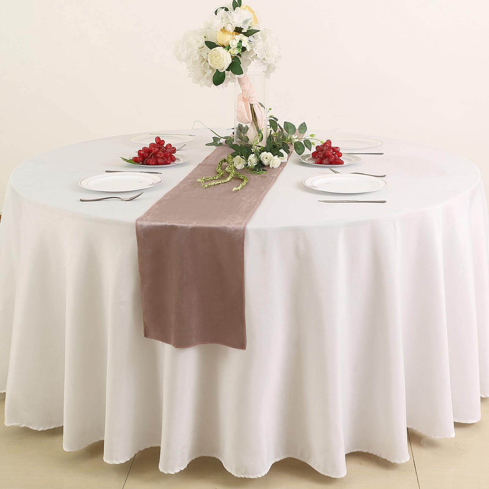 Premium Velvet 12x108 Table Runner Mauve - Sheen Finish Reusable Table Decor