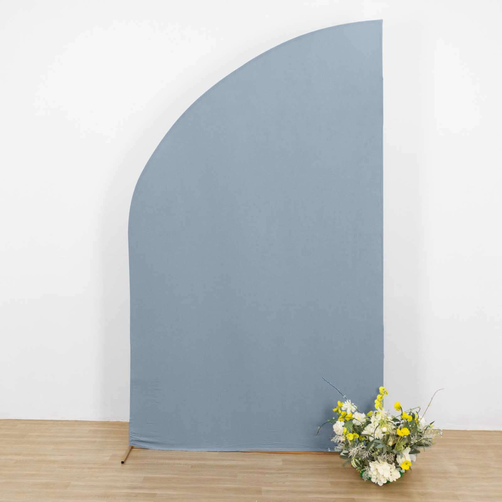 8ft Dusty Blue Spandex Fitted Wedding Arch Cover For Half Moon Top Chiara Backdrop Stand