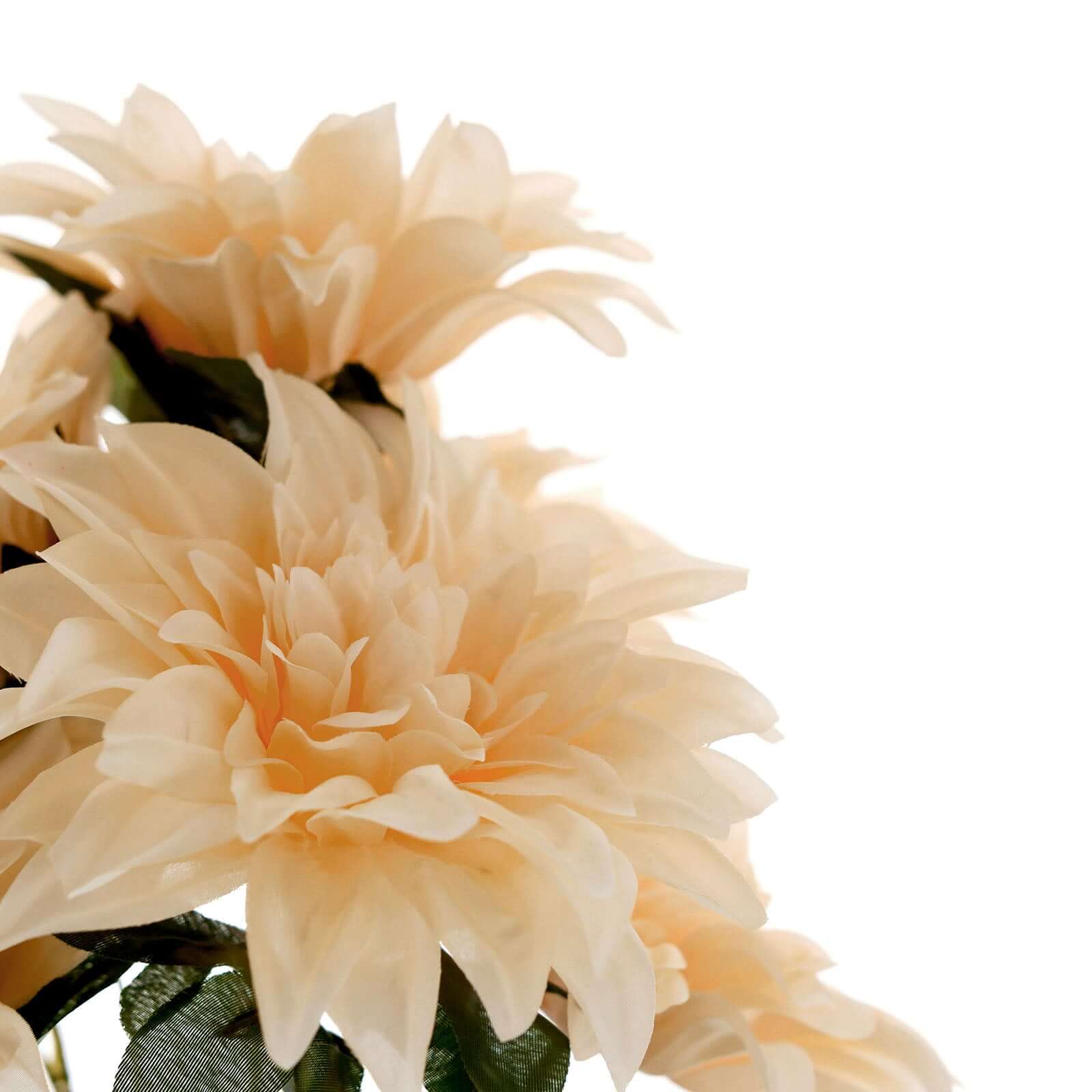 2 Bushes 20 Cream Large Head Artificial Dahlia Bouquet, Silk Bridal Flower Decorations