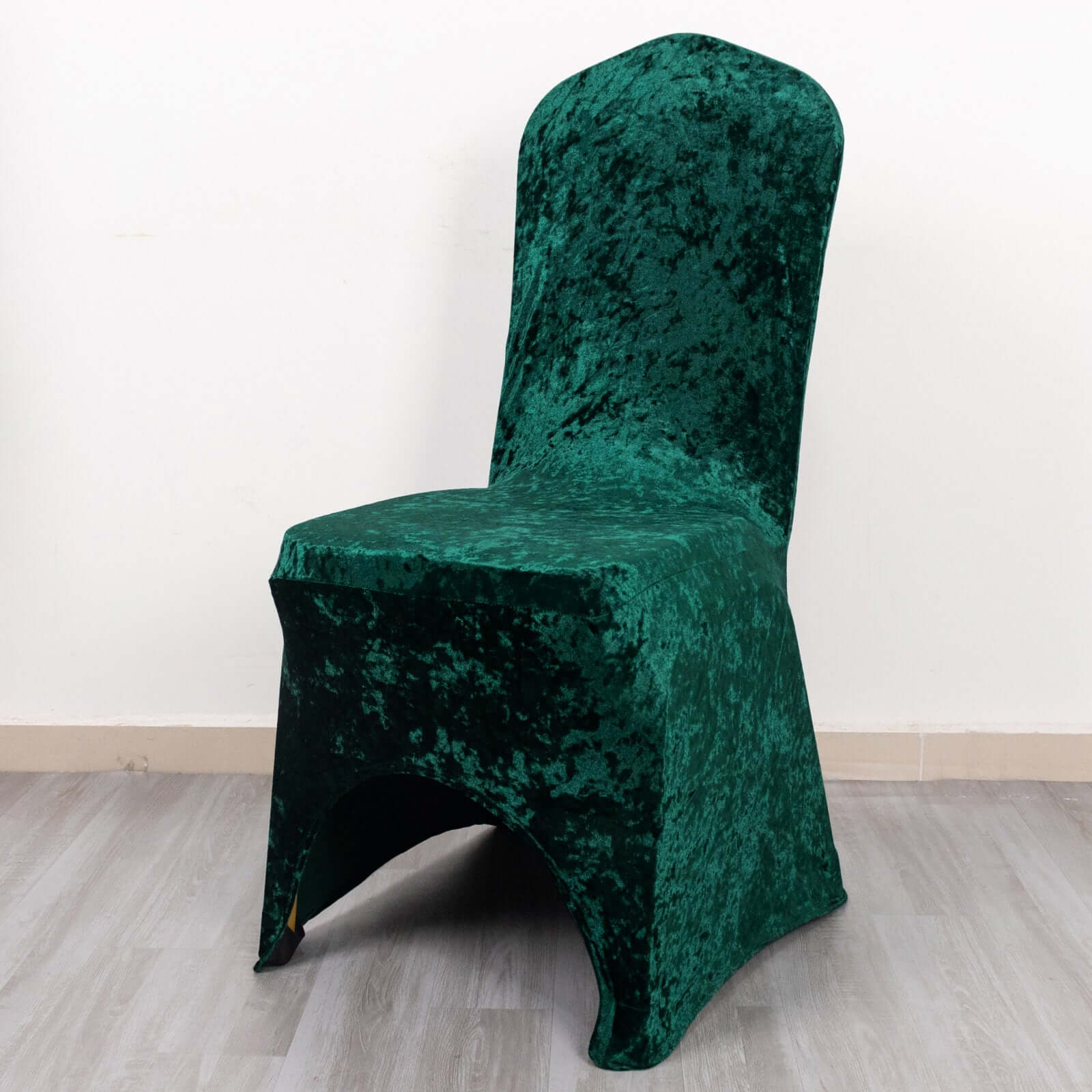 Crushed Velvet Spandex Banquet Chair Cover Fitted Slipcover Hunter Emerald Green - Stretch 190GSM Slipcover with Foot Pockets