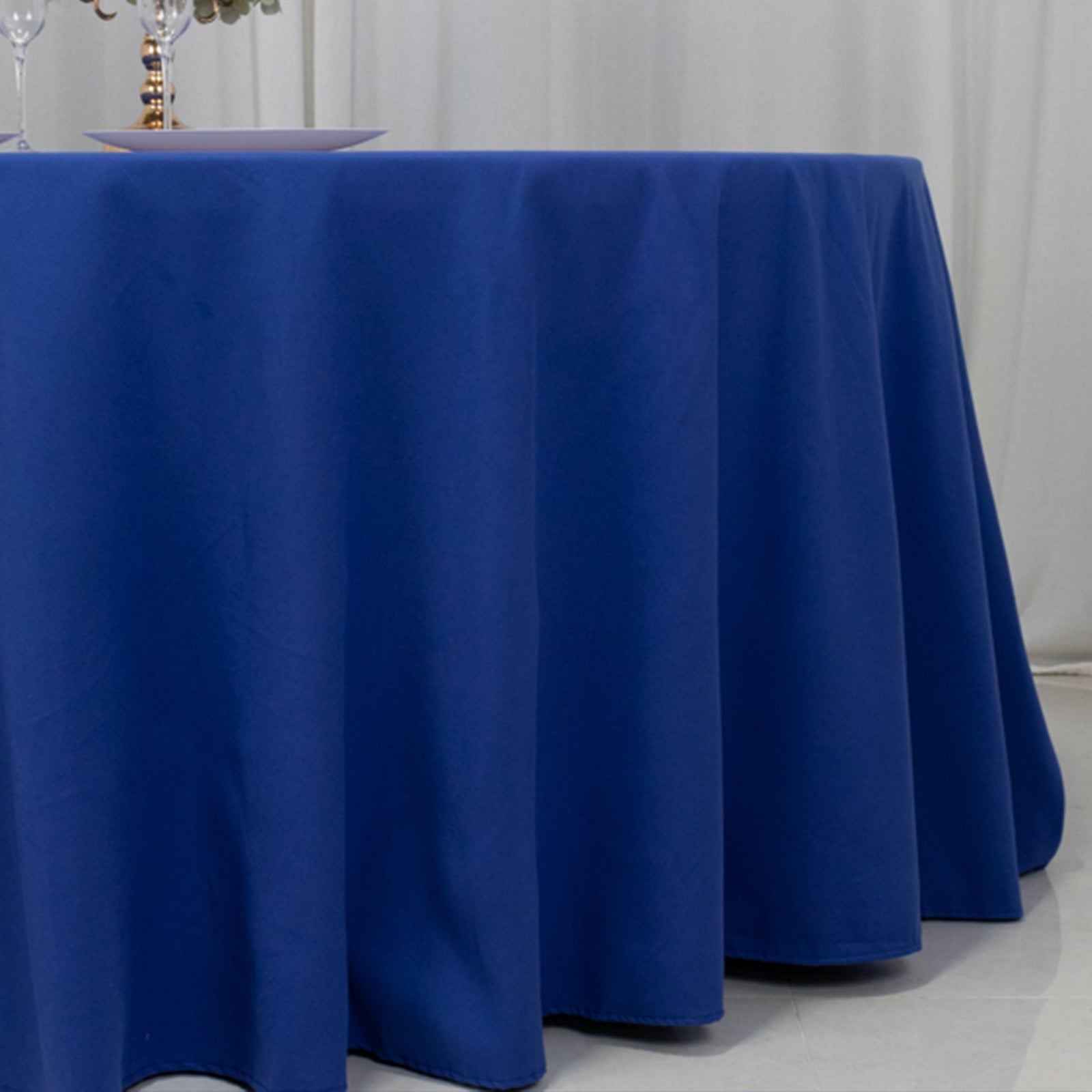 Cotton Blend 120 Round Tablecloth Royal Blue - Seamless Wrinkle-Resistant Table Cover