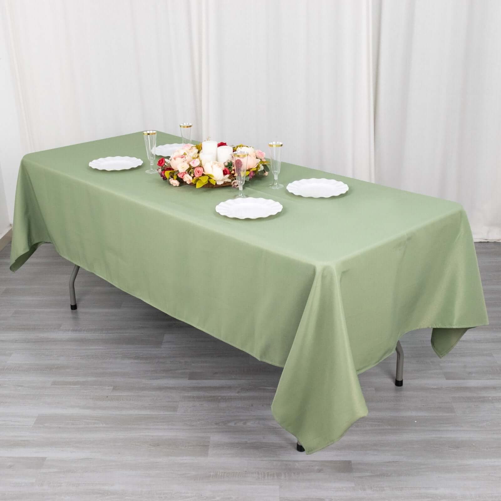 Premium Polyester 60x102 Rectangle Tablecloth Dusty Sage Green - Durable 220GSM Wrinkle-Resistant Table Cover