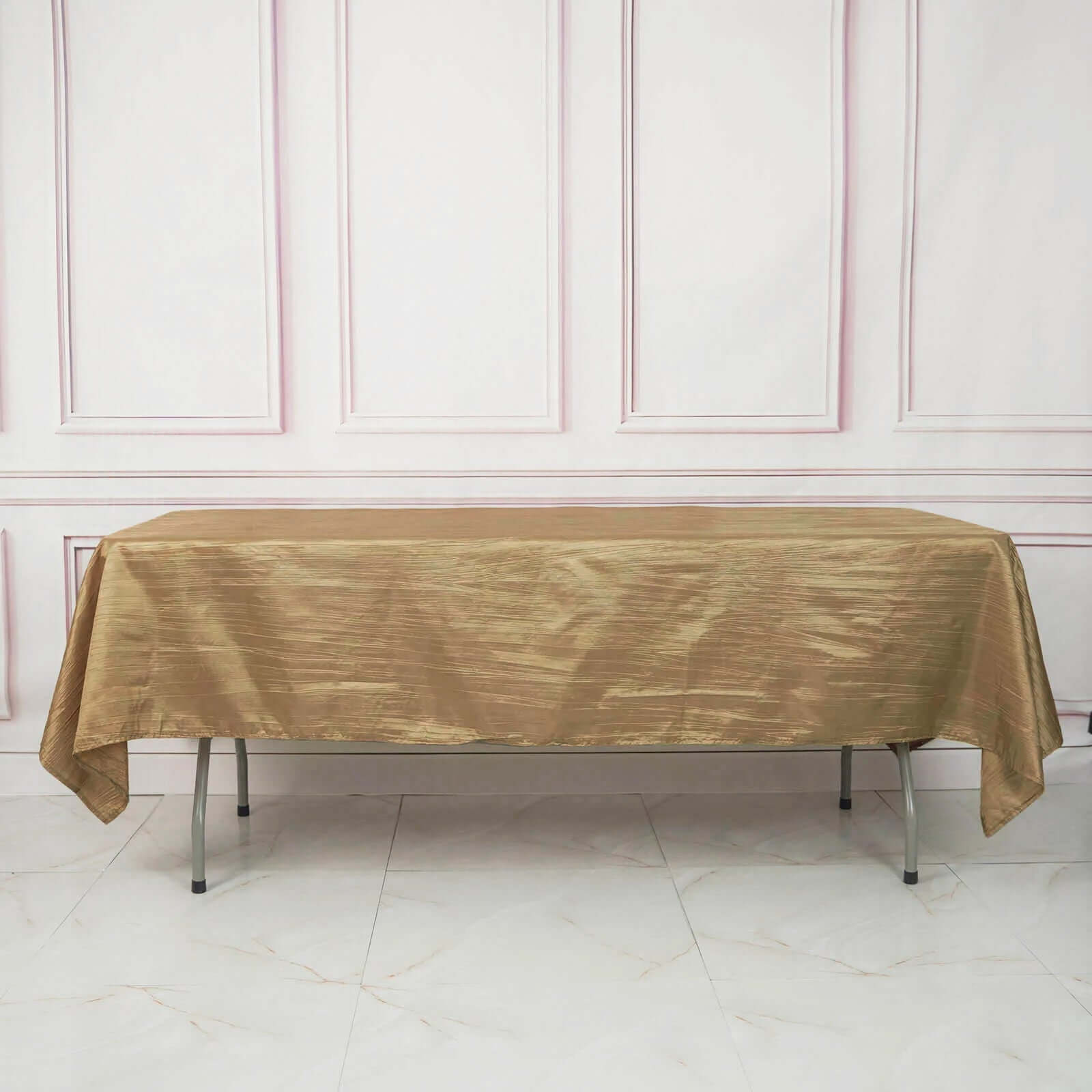 Taffeta 60x102 Rectangle Tablecloth Gold - Accordion Crinkle Design for Modern Gatherings