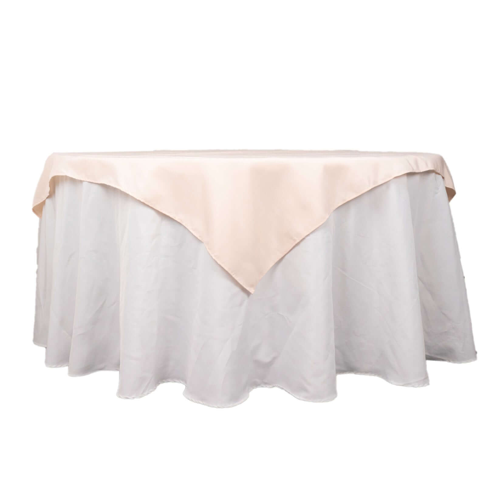 Premium Polyester 54x54 Table Overlay Square Tablecloth Blush - Stain and Wrinkle-Resistant 220GSM Table Topper