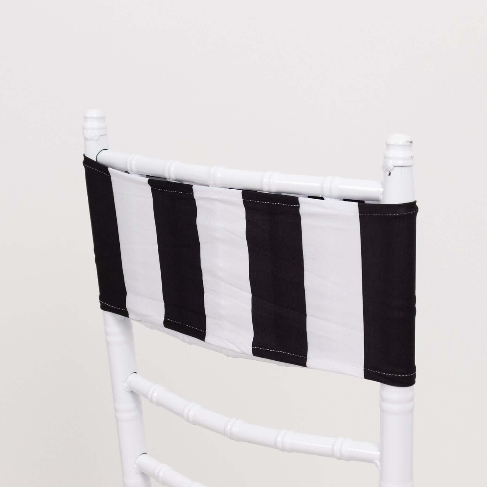 5 Pack Spandex Chair Sashes Black/White Vertical Stripes - Easy to Use & Wrinkle-Free Stretch Chair Bands for Stunning Tablescapes 5x14