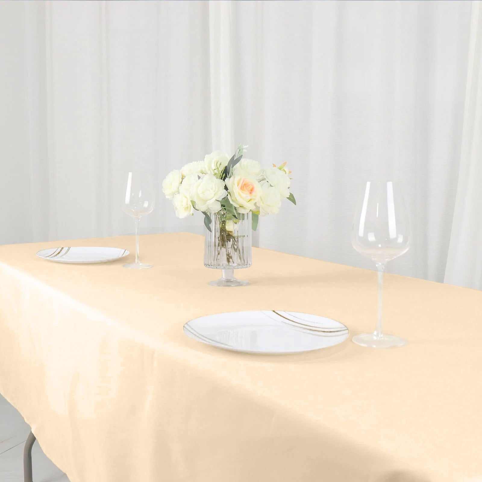 Polyester 54x96 Rectangle Tablecloth Beige - Wrinkle-Resistant & Easy-to-Care Table Cover