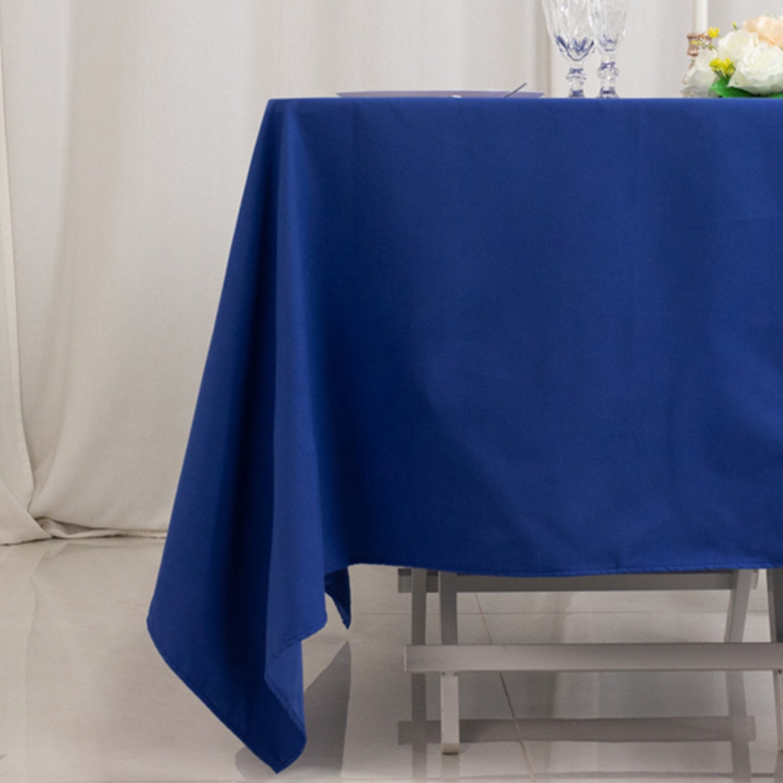 Cotton Blend 70x70 Square Tablecloth Royal Blue - Wrinkle-Resistant Fabric Table Cover