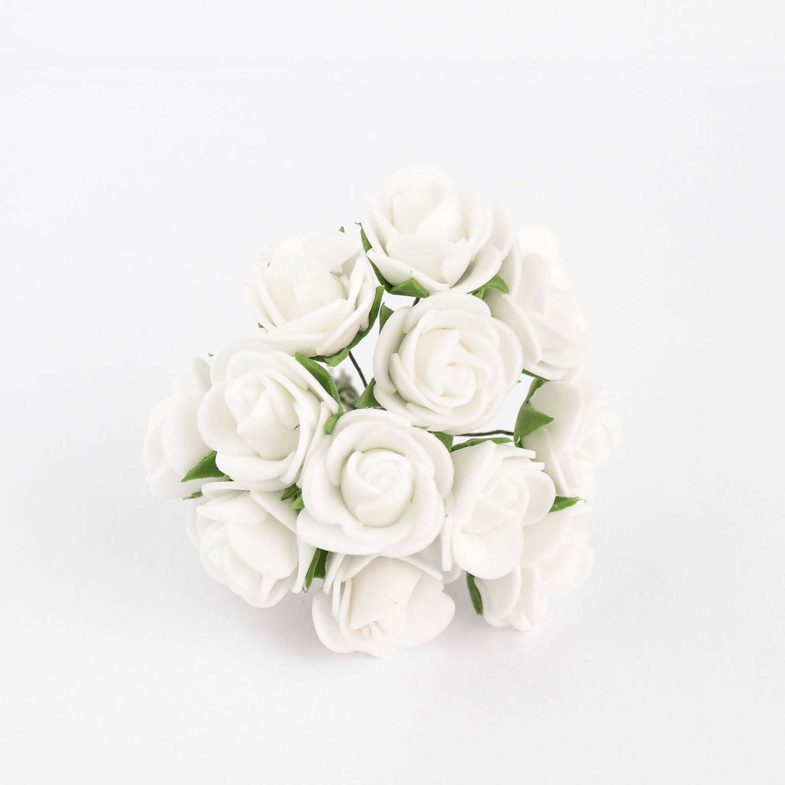 48 Roses 1 White Real Touch Artificial DIY Foam Rose Flowers With Stem, Craft Rose Buds