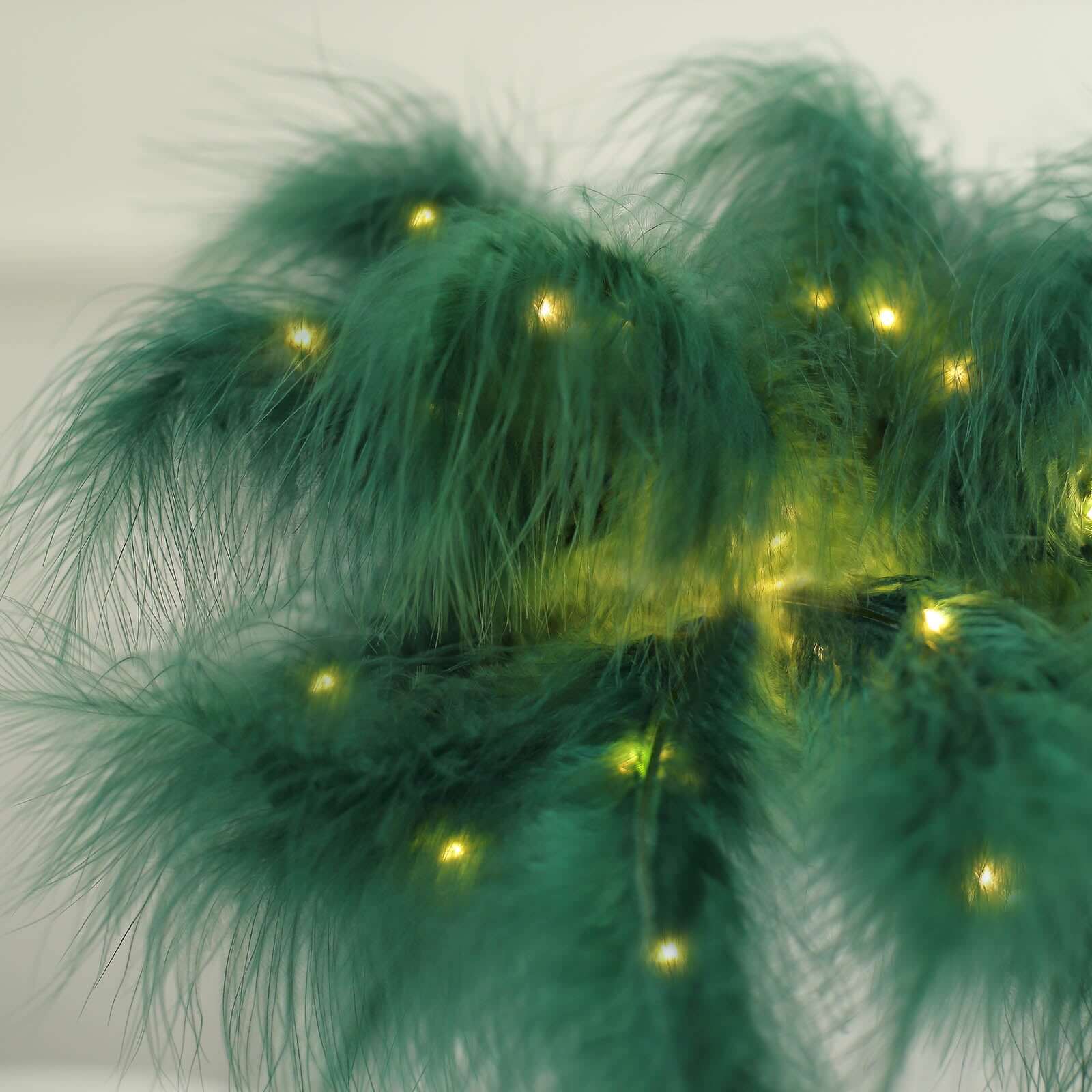 Table Lamp Feather Design Hunter Emerald Green LED Battery Operated - Cordless Wedding Centerpiece 15