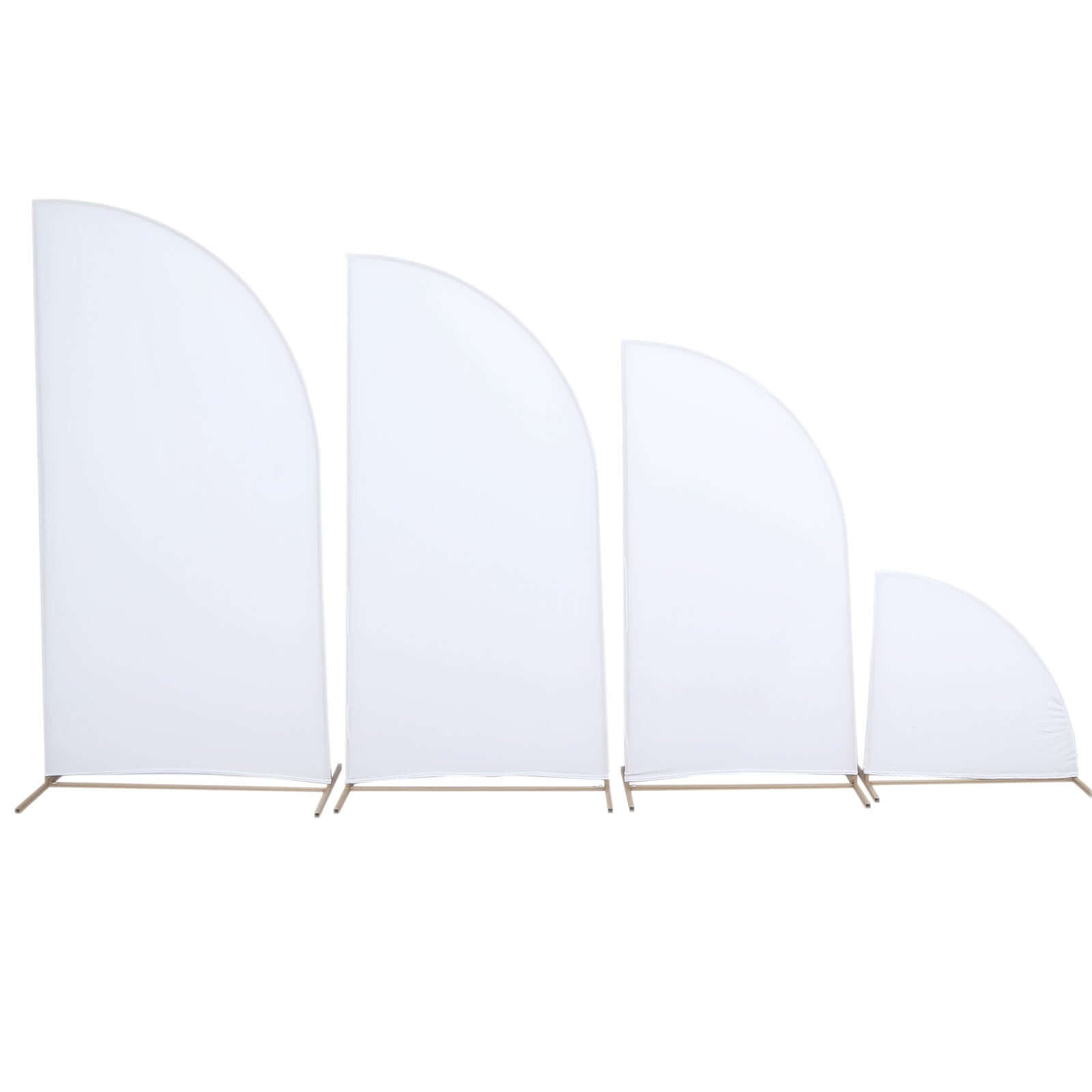 Set of 4 Matte White Spandex Half Moon Chiara Backdrop Stand Covers, Custom Fitted Wedding Arch Covers - 2.5ft,5ft,6ft,7ft