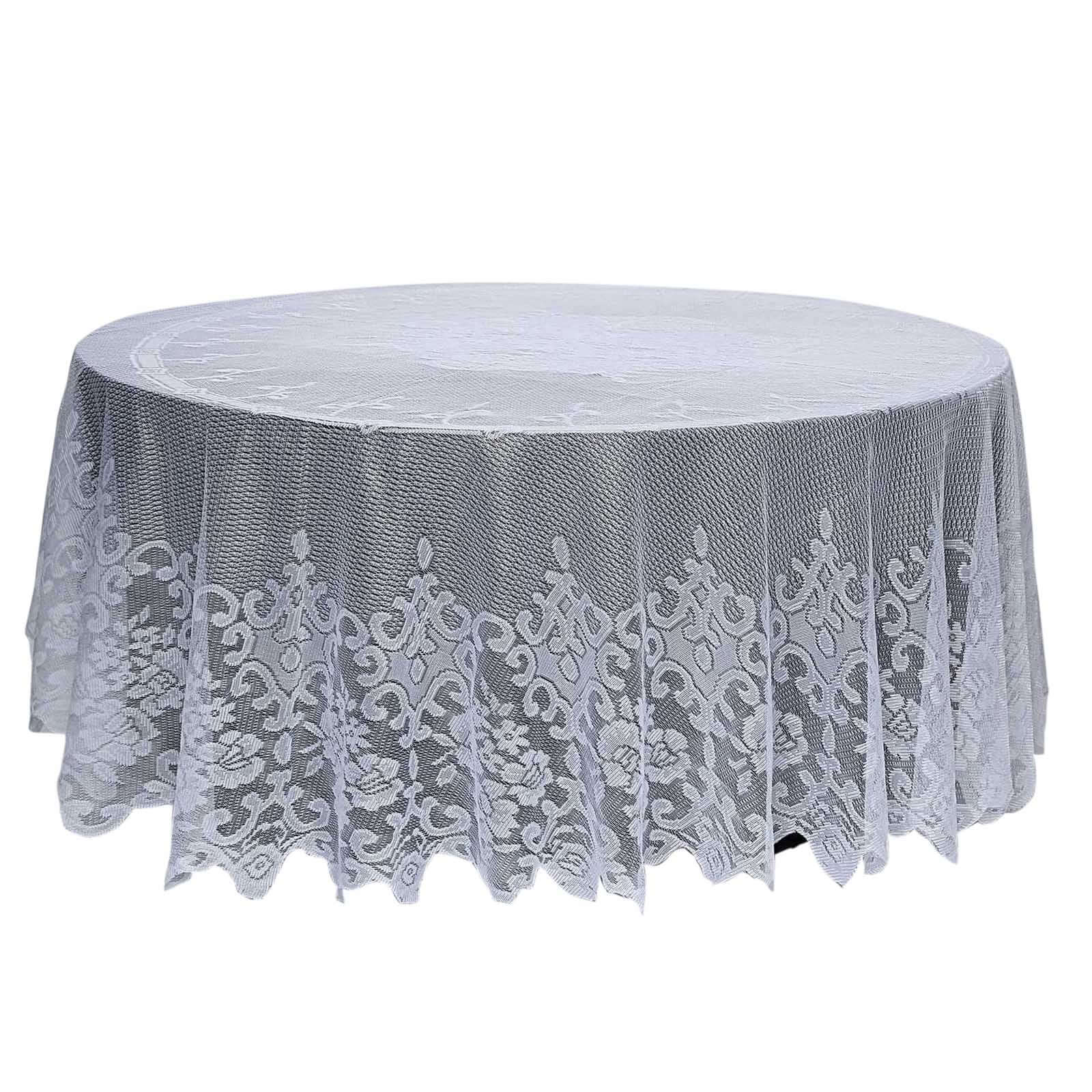 Lace 120 Round Tablecloth White - Seamless Premium Design for Upscale Celebrations