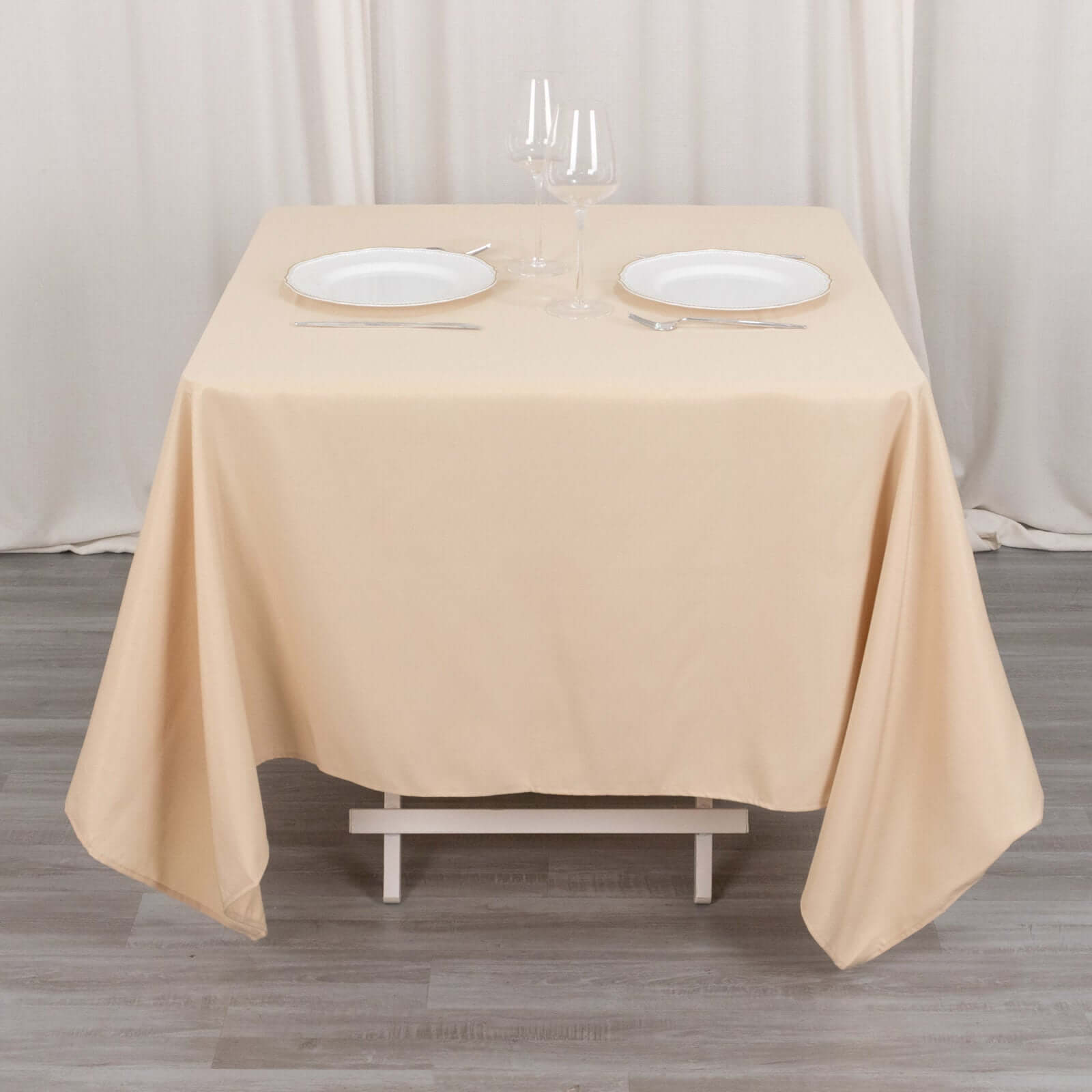 Premium Polyester Square Tablecloth 70x70 Beige 220GSM Wrinkle-Resistant Table Cover