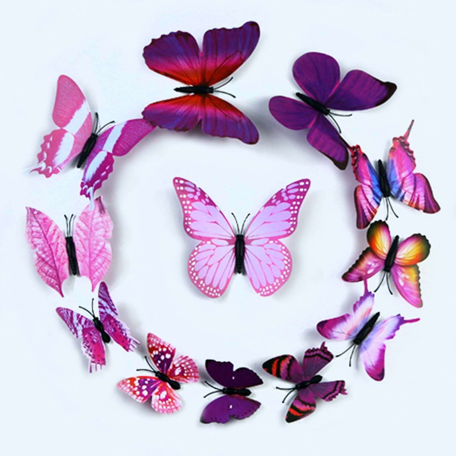 12-Pack 3D Butterfly Wall Decals, DIY Stickers Decorative Purple Collection Removable Design