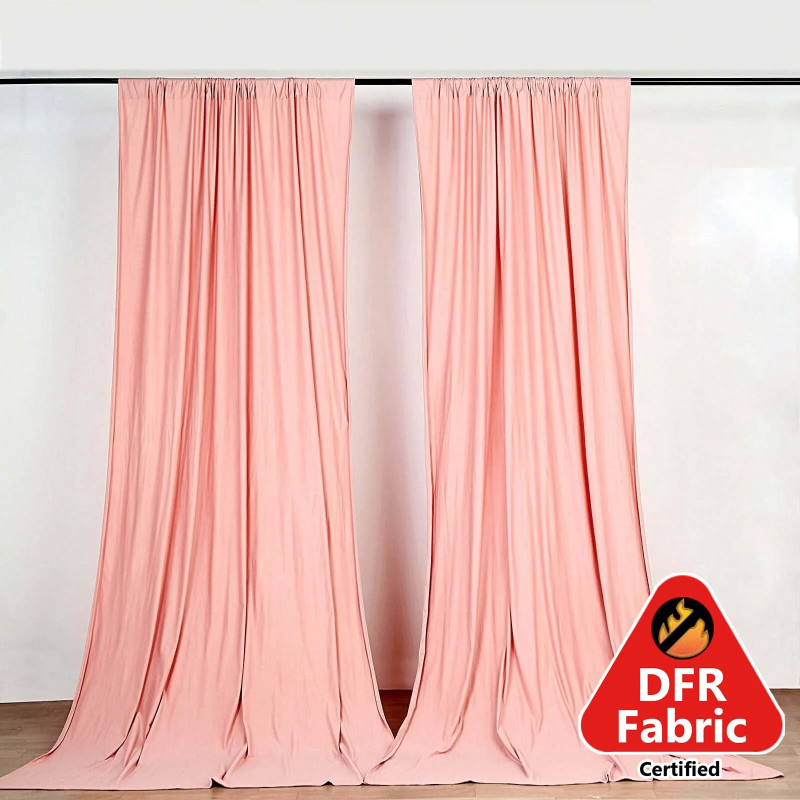 2 Pack Dusty Rose Scuba Polyester Event Curtain Drapes, Durable Flame Resistant Backdrop Event Panels Wrinkle Free with Rod Pockets - 10ftx10ft