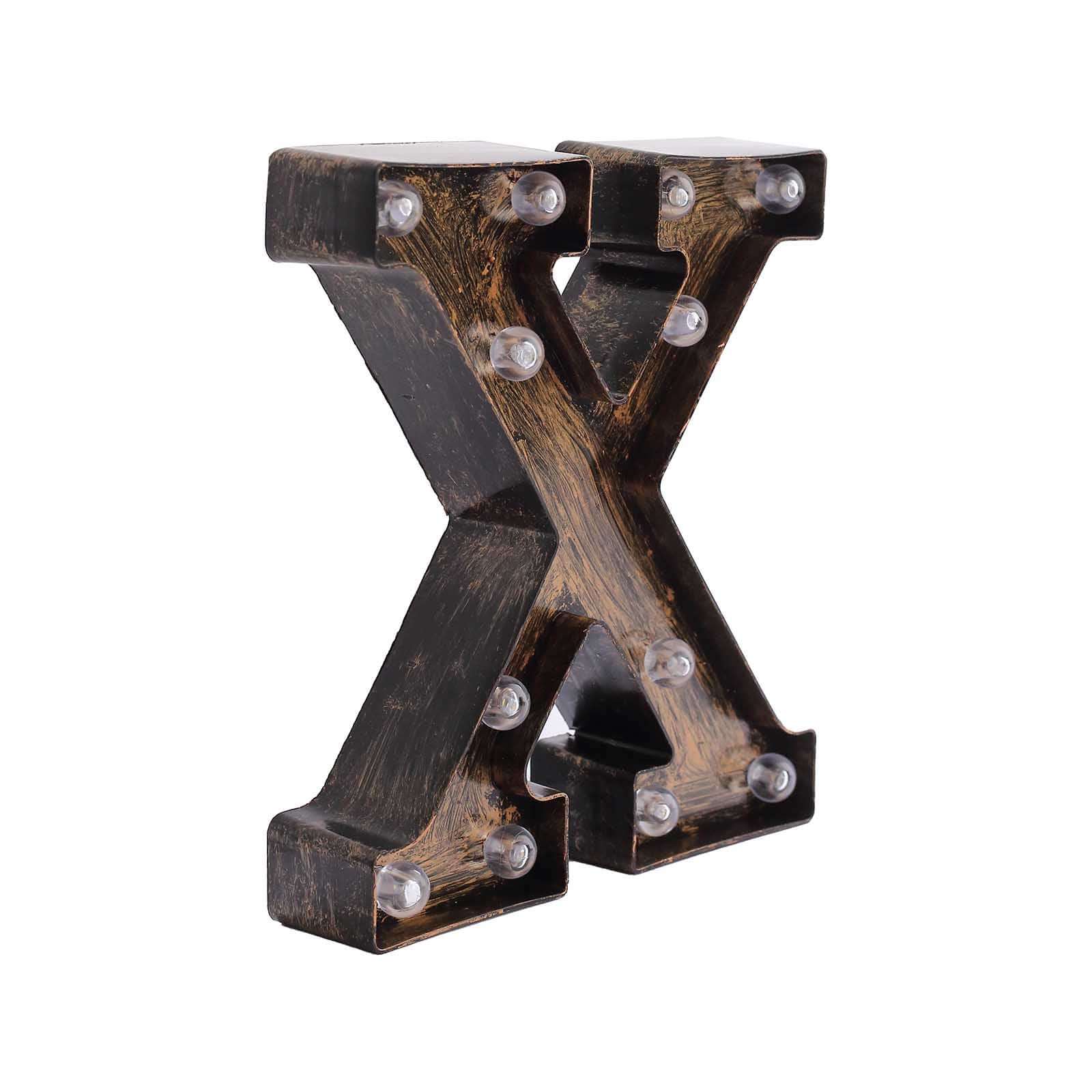 LED Marquee Letter X Industrial Style Antique Black - Light-Up Alphabet Sign for Weddings & Displays 9