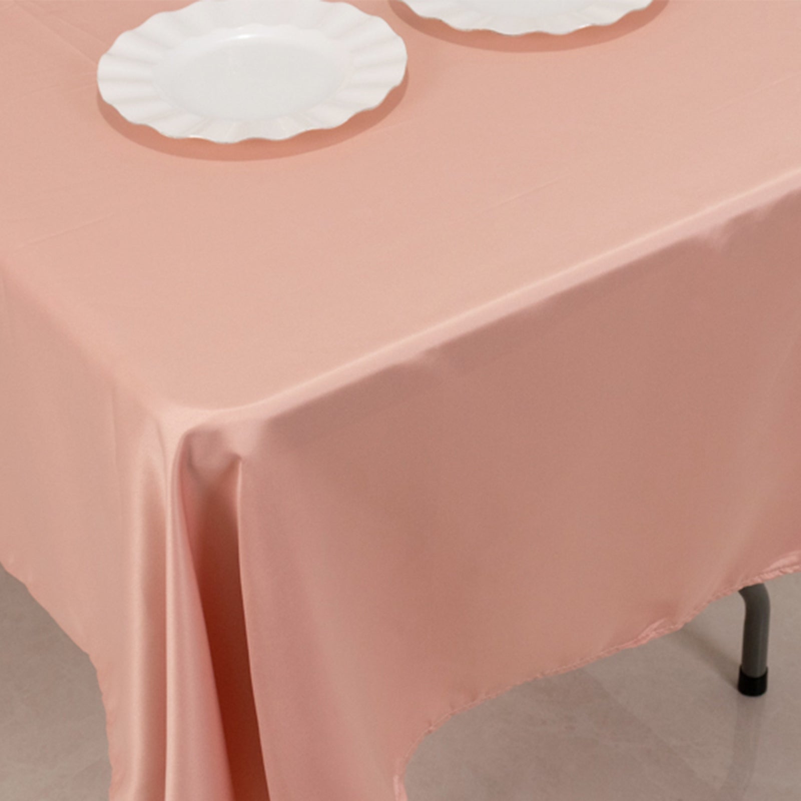 Lamour Satin 60x102 Rectangle Tablecloth Dusty Rose - Durable & Silky Soft Feel Table Cover