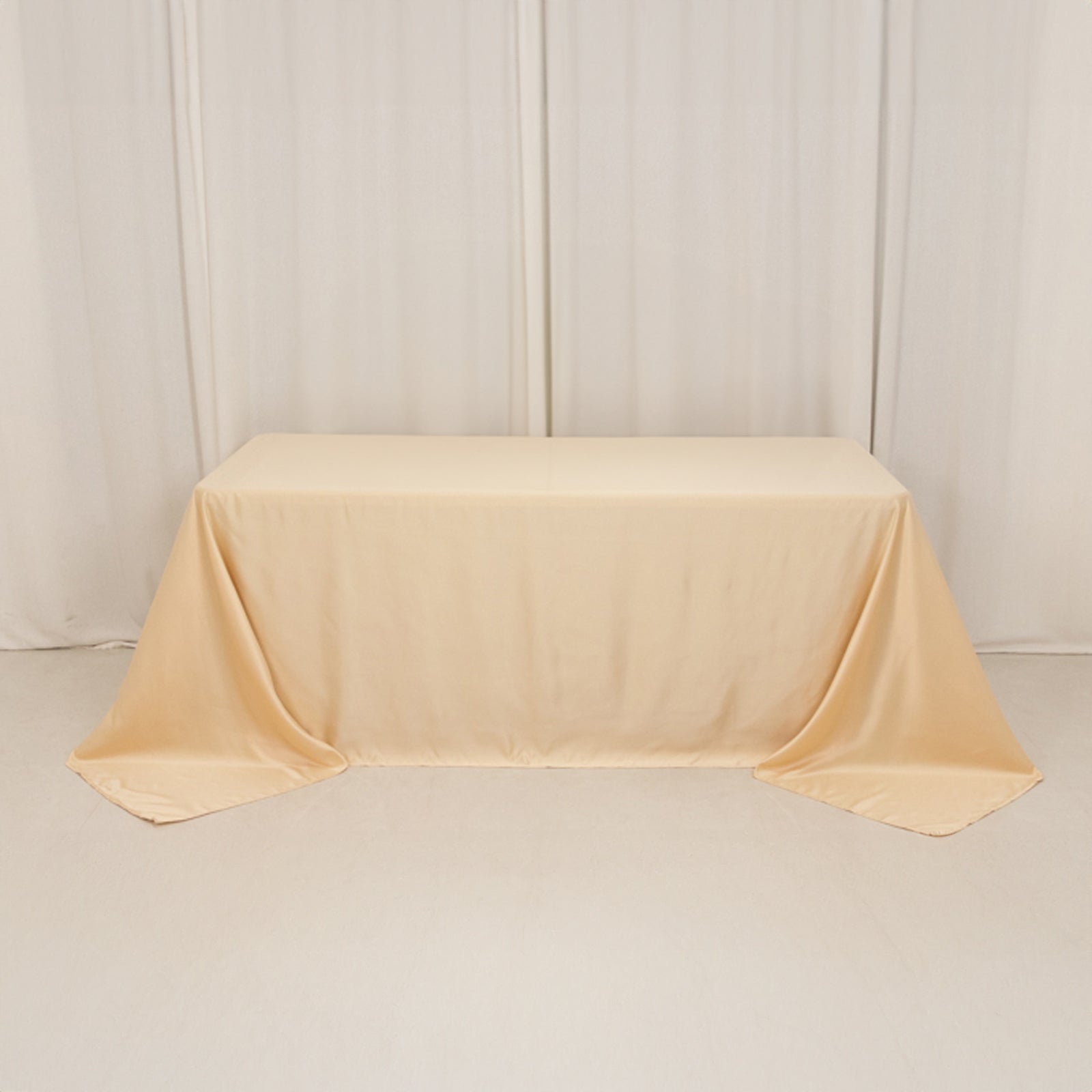 Lamour Satin 90x132 Rectangle Tablecloth Beige - Soft & Silk-Like Seamless Table Cover