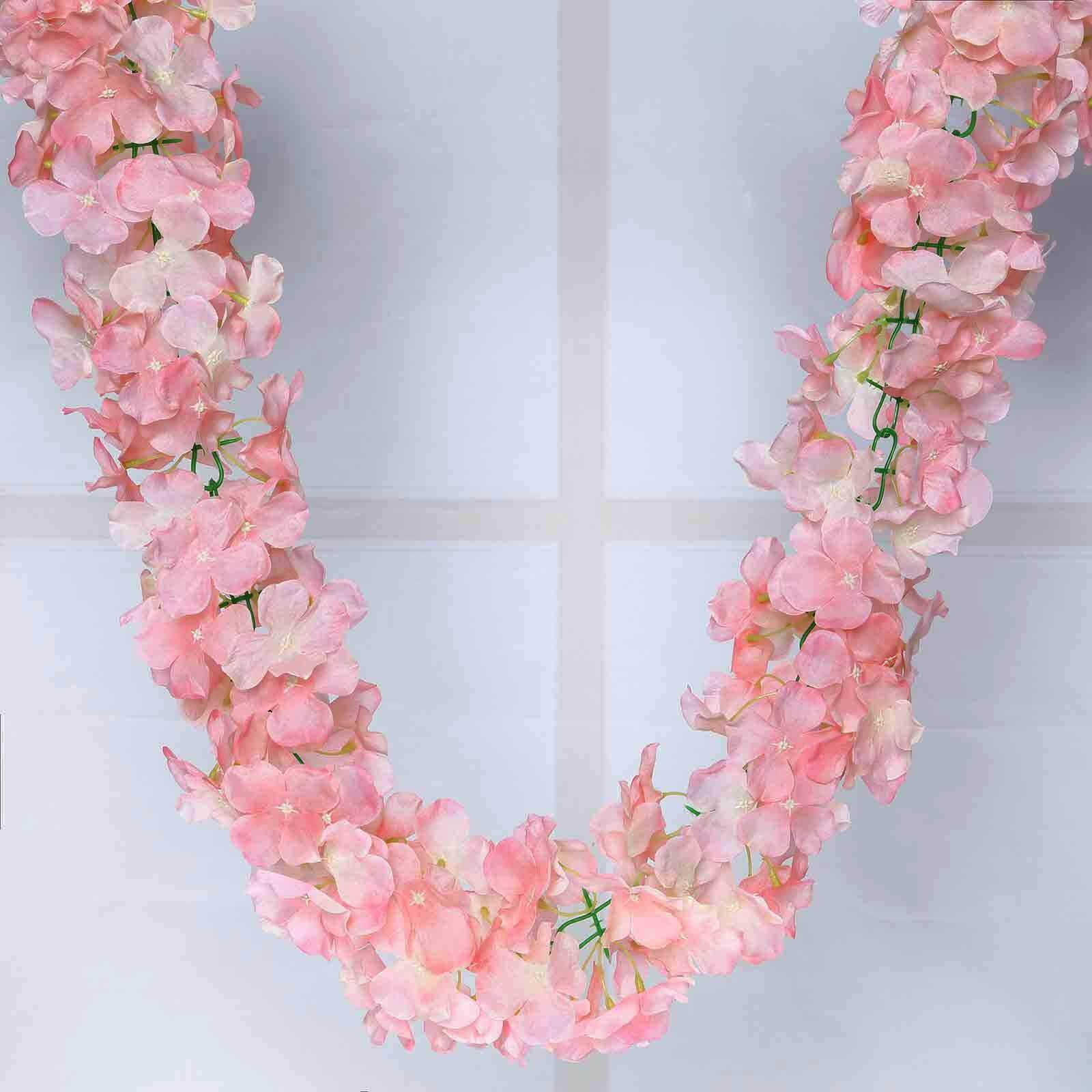 7ft Blush Artificial Silk Hydrangea Hanging Flower Garland Vine