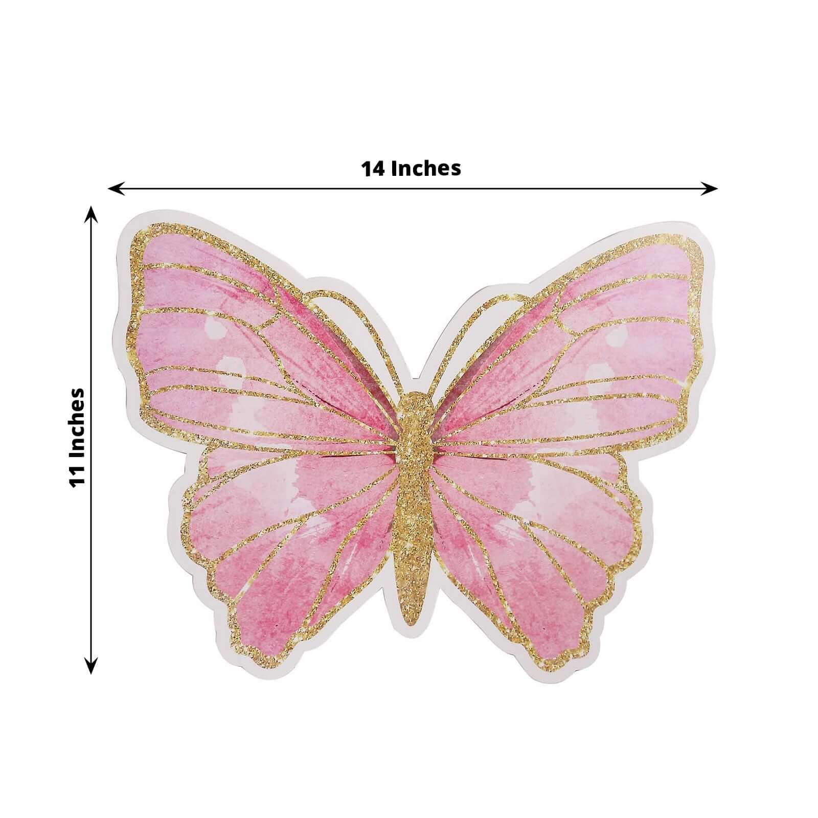 10-Pack Disposable Table Placemats with Pink Butterfly Design & Gold Glitters - 400GSM Cardboard Placemats for Kids' Parties, Baby Showers & Celebrations 14