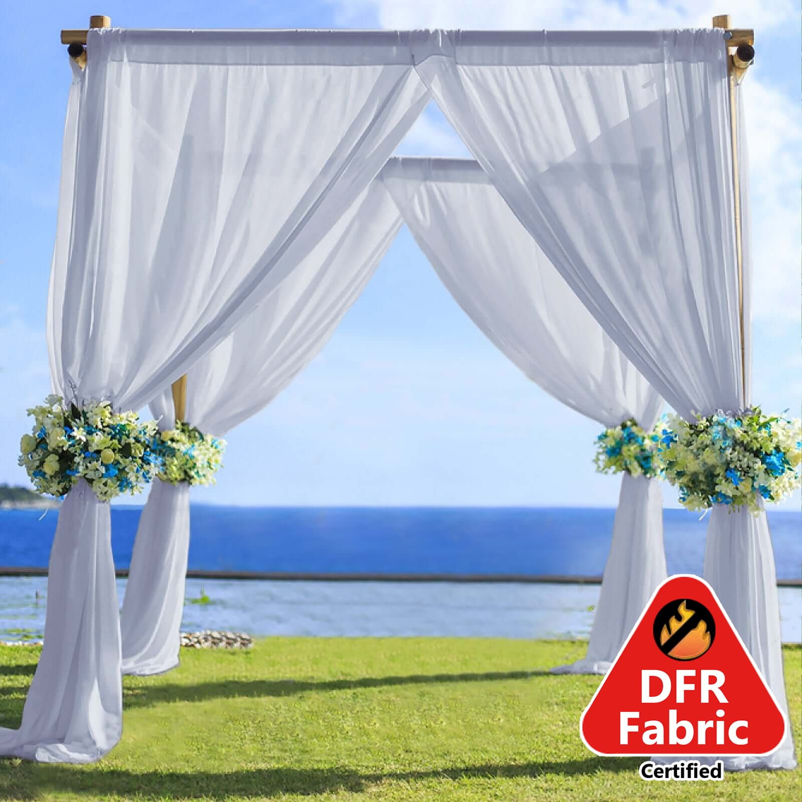 5ftx14ft Premium Dusty Blue Chiffon Curtain Panel, Durable Flame Resistant Backdrop Ceiling Drapery With Rod Pocket