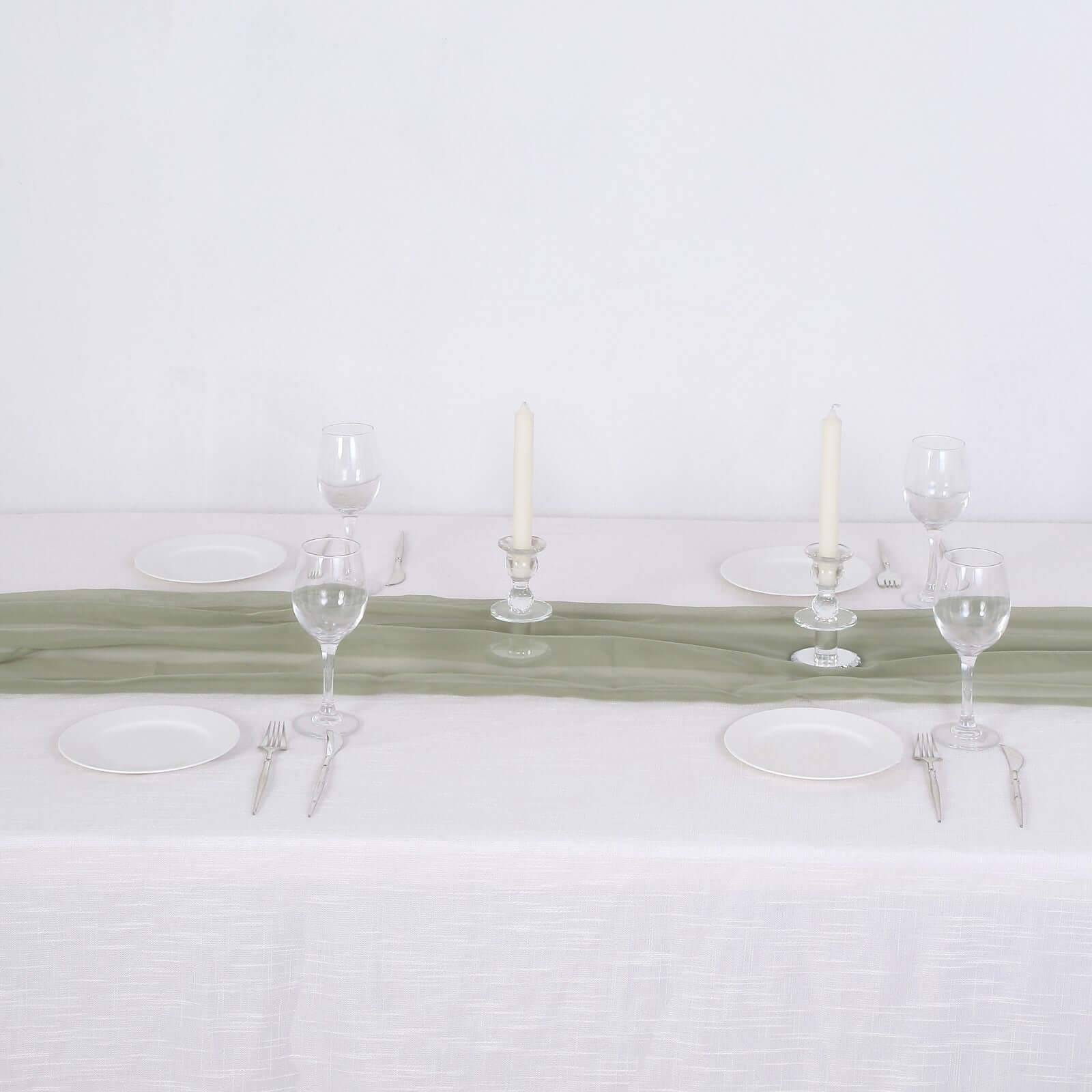Premium Chiffon 6ft Table Runner Dusty Sage Green - Flowy & Lightweight Table Decor