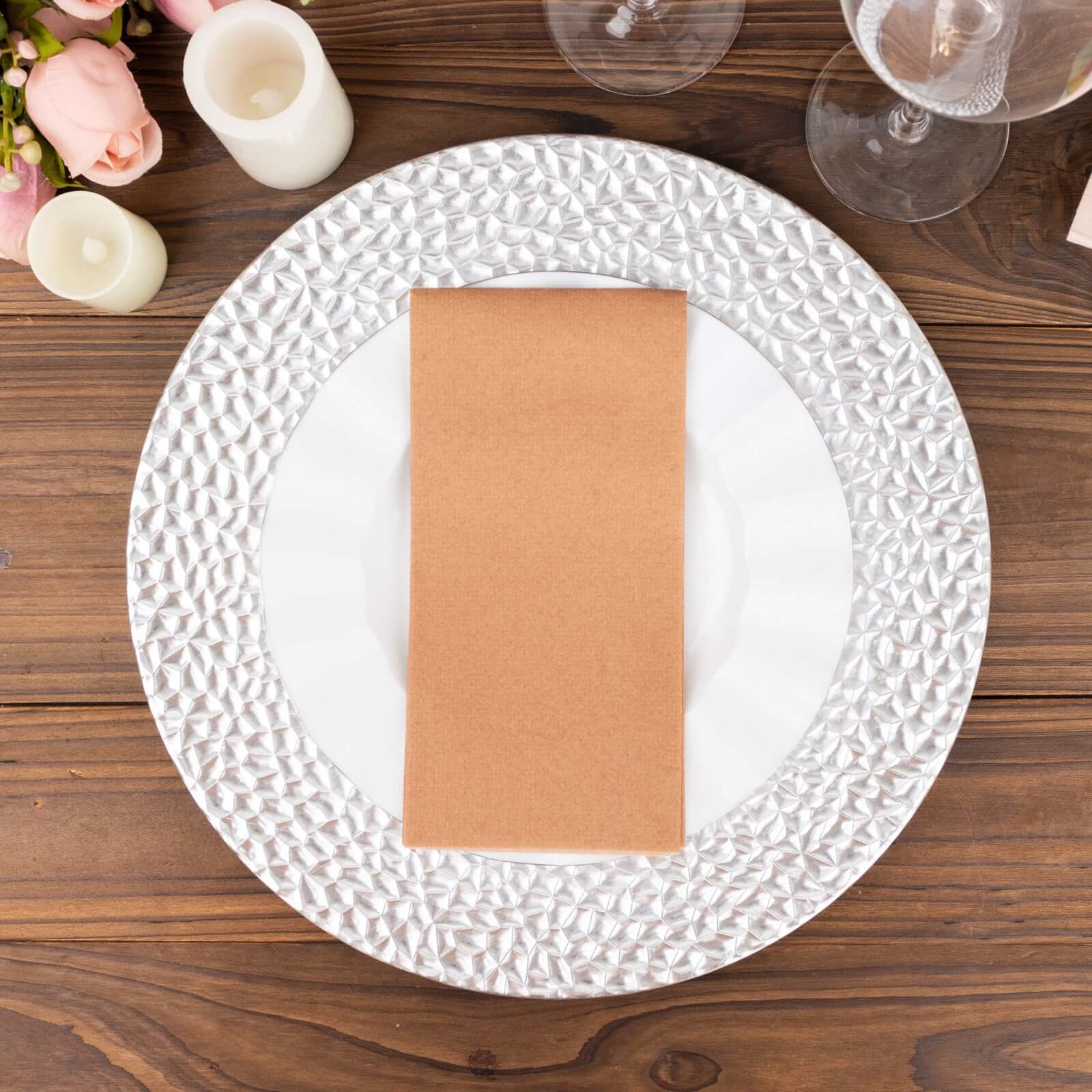 20-Pack Paper Linen-Like Napkins Terracotta (Rust) - Disposable Hygienic Airlaid Guest Towels 8.5x4