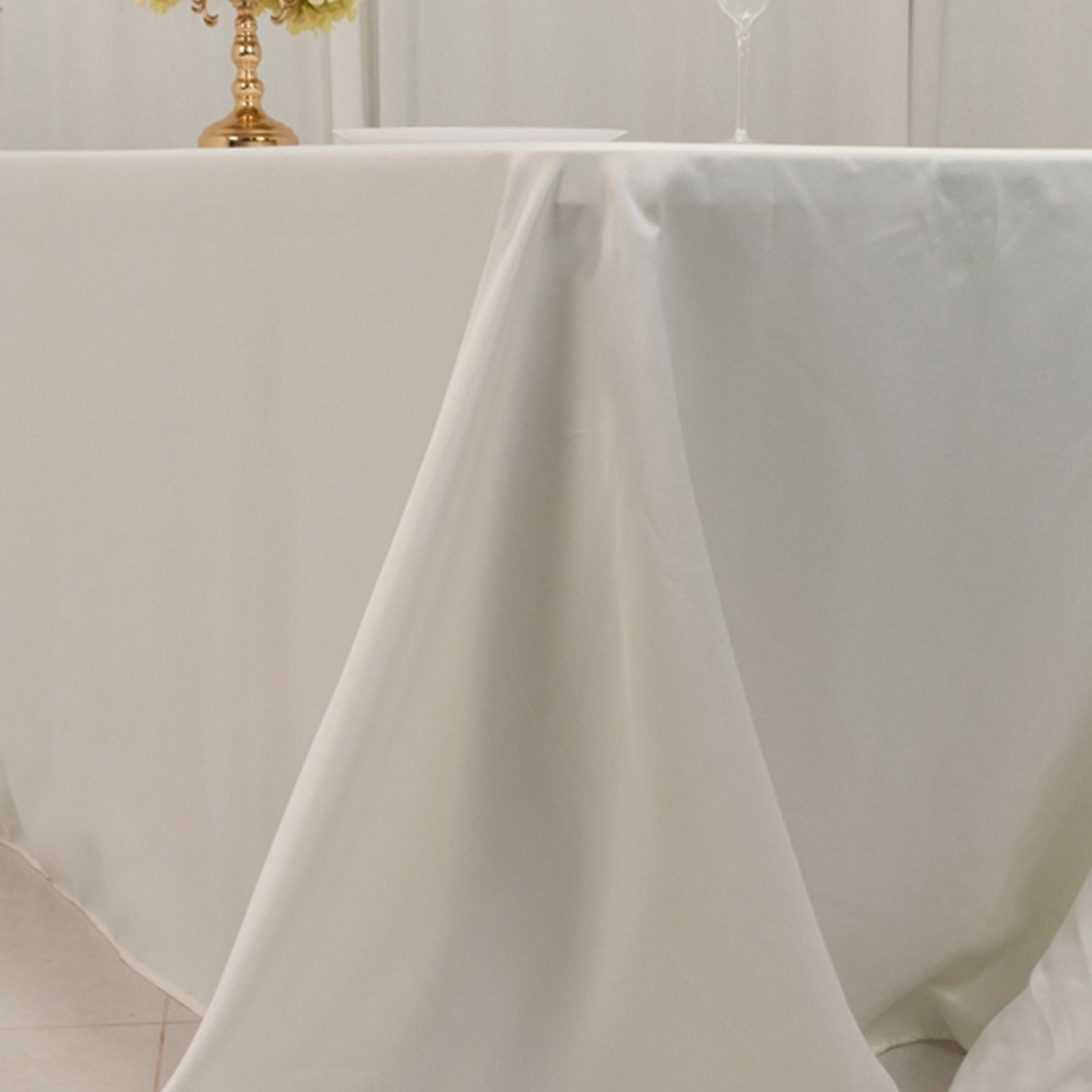 Lamour Satin 90x156 Rectangle Tablecloth Ivory - Luxurious, Soft Seamless Table Cover