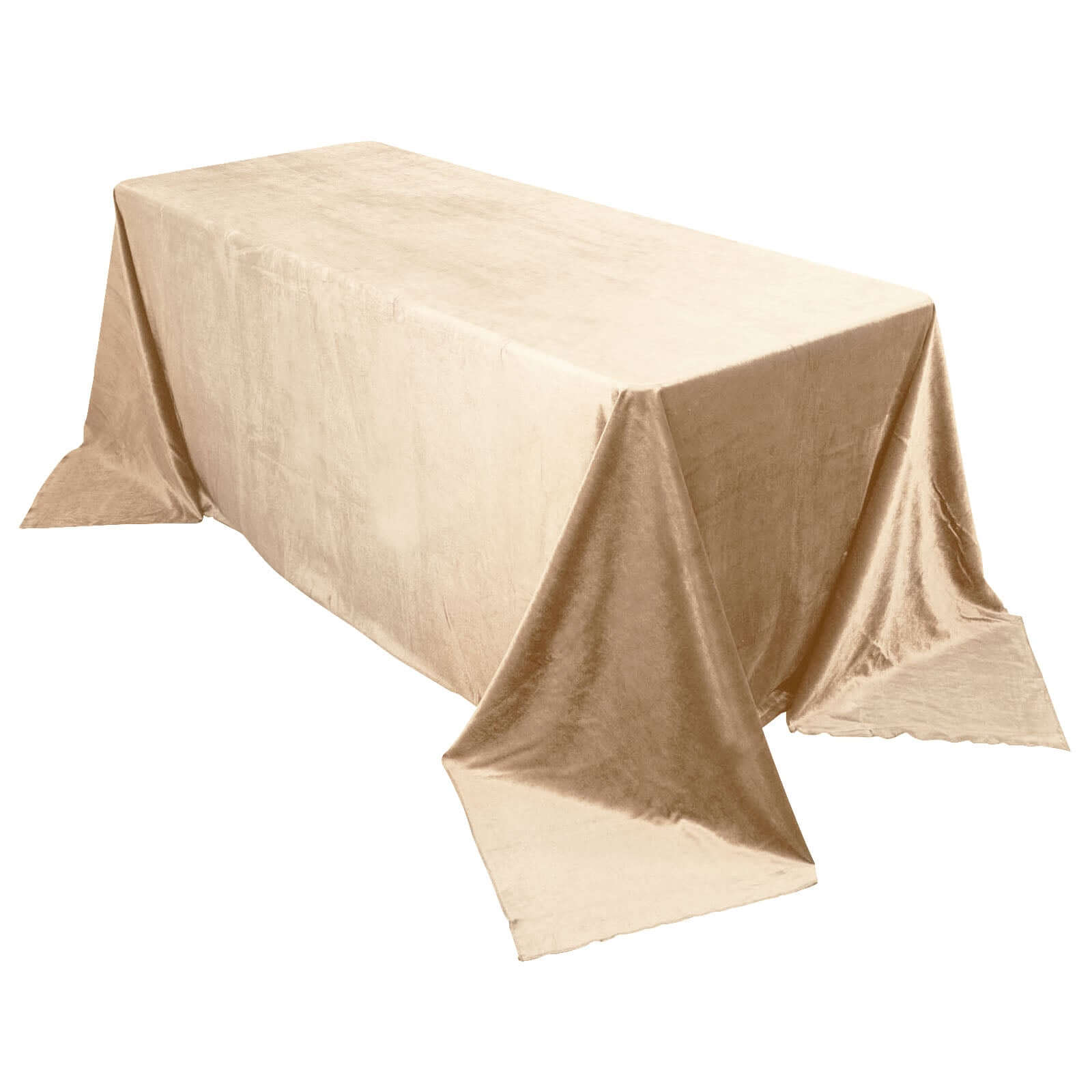 Premium Velvet 90x132 Rectangle Tablecloth Champagne - Reusable Soft & Seamless Table Cover