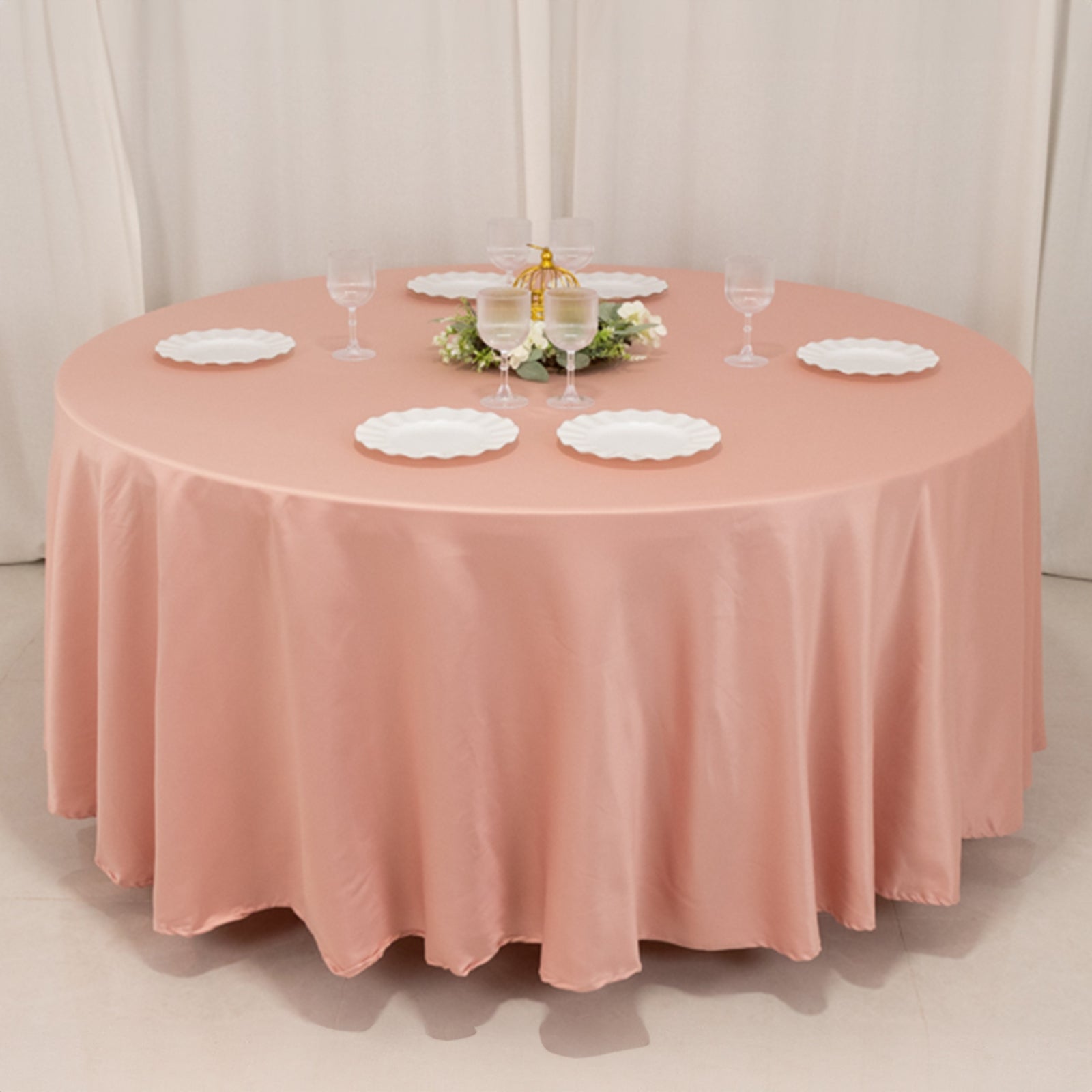 Lamour Satin 108 Round Tablecloth Dusty Rose - Durable & Silk-Like Table Cover