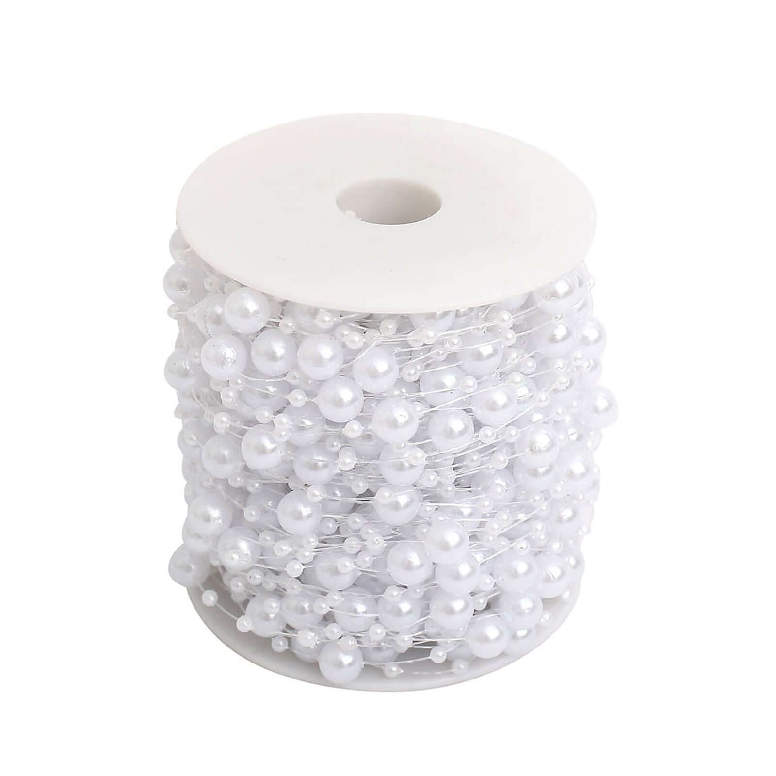 Faux Pearl String Beads Vase Filler - White DIY Craft Fishing Line Pearl Chains 100ft