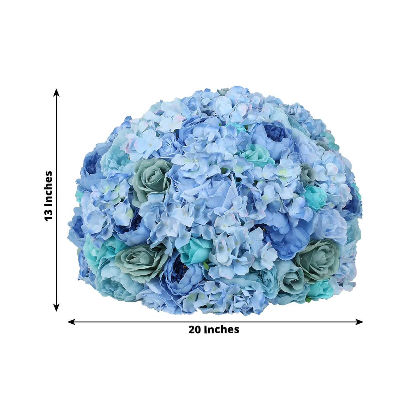 Pre-Arranged Silk Rose Bouquet Floral Arrangement Table Decor, Large Blue Artificial Rose Flower Balls Wedding Centerpieces - 20