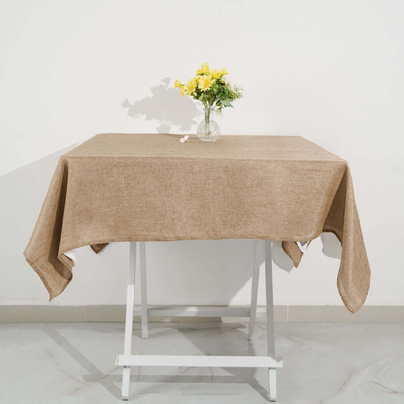 Faux Burlap Jute 54x54 Square Tablecloth Natural - Rustic Event Table Linen