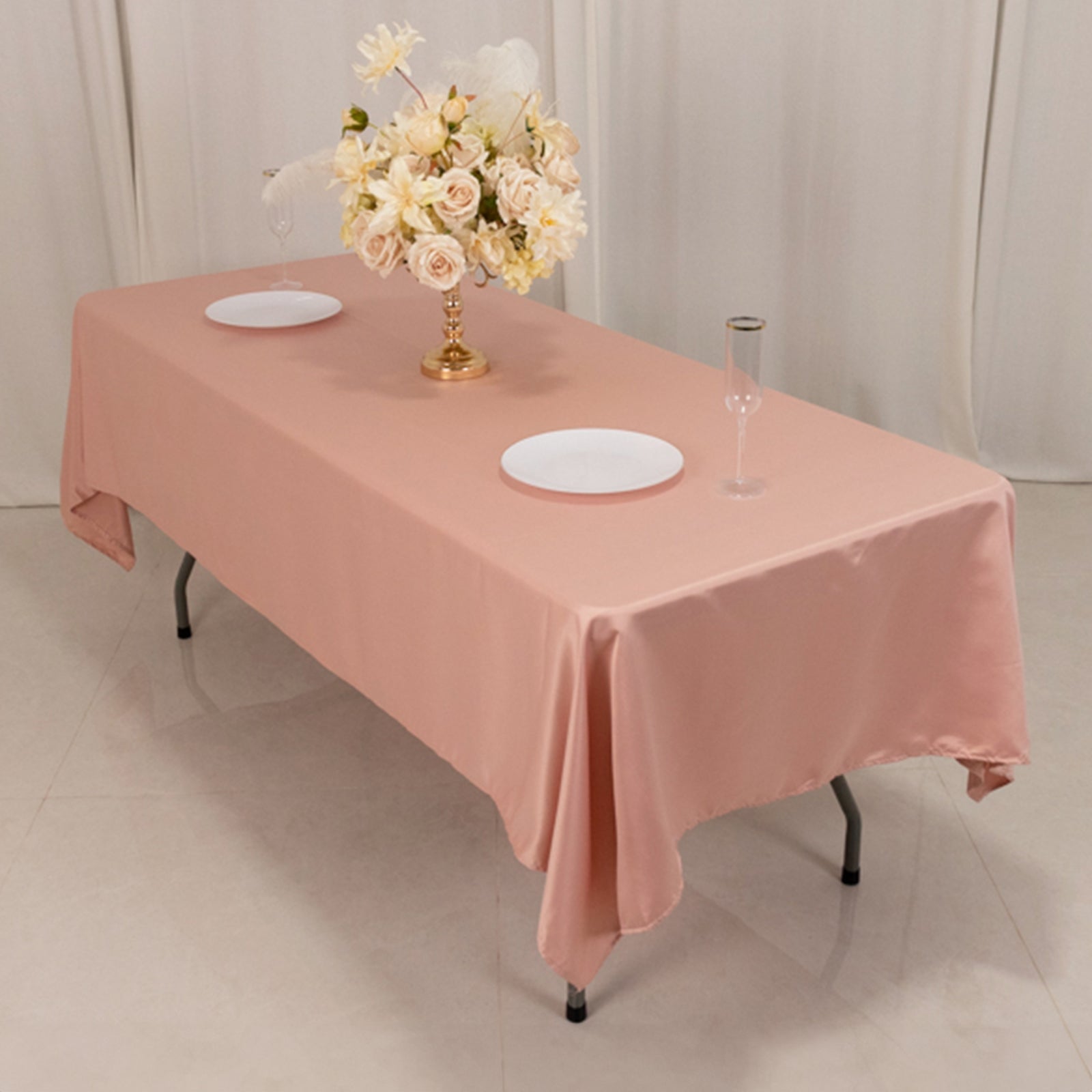 Lamour Satin 60x102 Rectangle Tablecloth Dusty Rose - Durable & Silky Soft Feel Table Cover