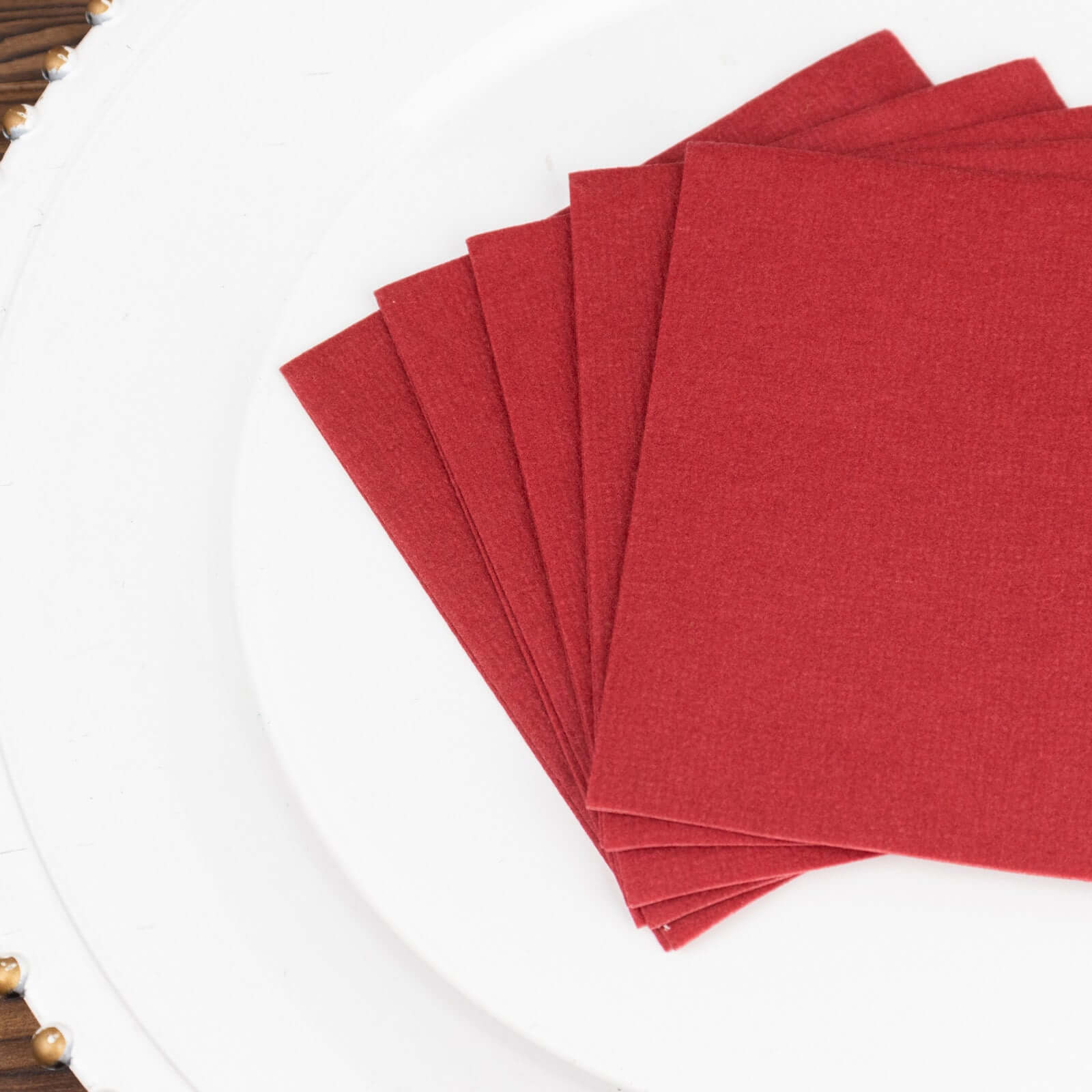 20-Pack Paper Linen-Like Cocktail Napkins Burgundy - Disposable 5x5 Airlaid Soft Napkins