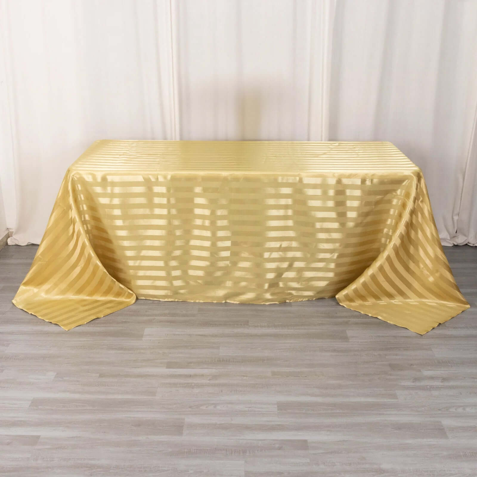 Satin Striped 90x132 Rectangular Tablecloth Champagne Satin Stripe - Seamless Silky Smooth Table Cover